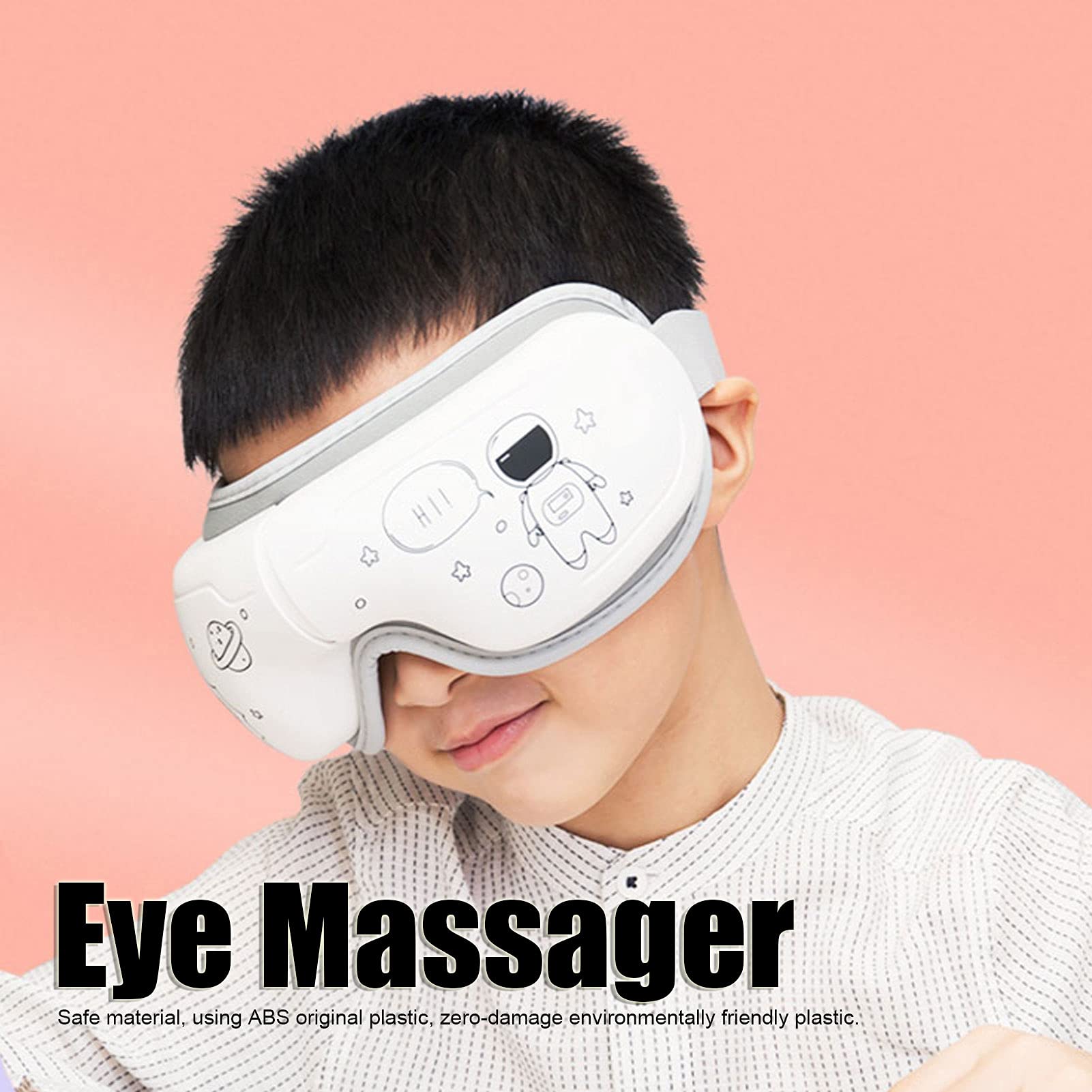 Zerodis Rechargeable Eye Massager with Heat, Compression & Music - Eye Protection for Kids & Adults - Perfect for Relaxation, Stress Relief & Sleep (White)