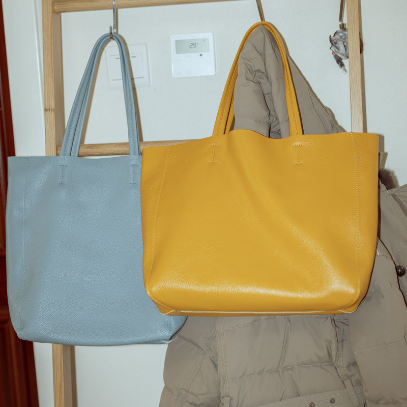 Premium Genuine Leather Tote Bag - Large Capacity Cowhide Shoulder Bag for Women, Soft & Durable - Perfect for Work, Travel & Everyday Use