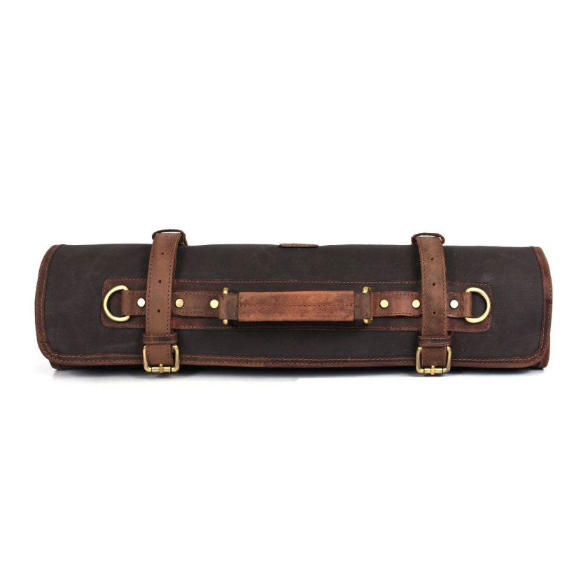 Premium Charcoal Gray Waxed Canvas Knife Roll Bag - 14 Slots for Chefs & Culinary Tools with Adjustable Shoulder Strap | Perfect for Professional Chefs, Cooking Classes & Kitchen Storage
