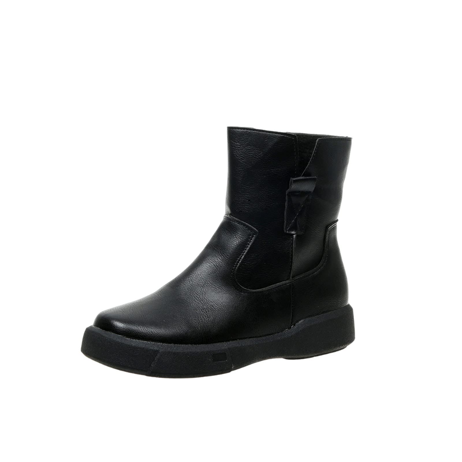 Vintage Women's Ankle Boots - Patchwork Leather Chunky Heel Platform Boots with Side Zipper, Non-Slip Sole | British Style Fashion Combat Motorcycle Boots for Winter Snow, Walking & Outdoor Activities