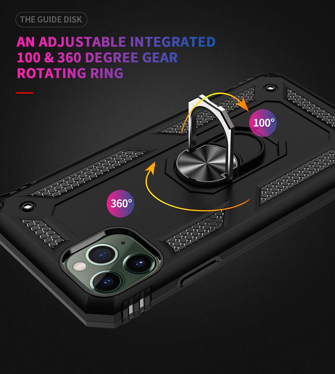 Premium Military-Grade Protective iPhone 11 Pro Max Case with Ring Car Mount & Kickstand - Shockproof, Durable Cover for iPhone 11 Pro Max (Black) - Perfect for Driving, Work & Outdoor Activities