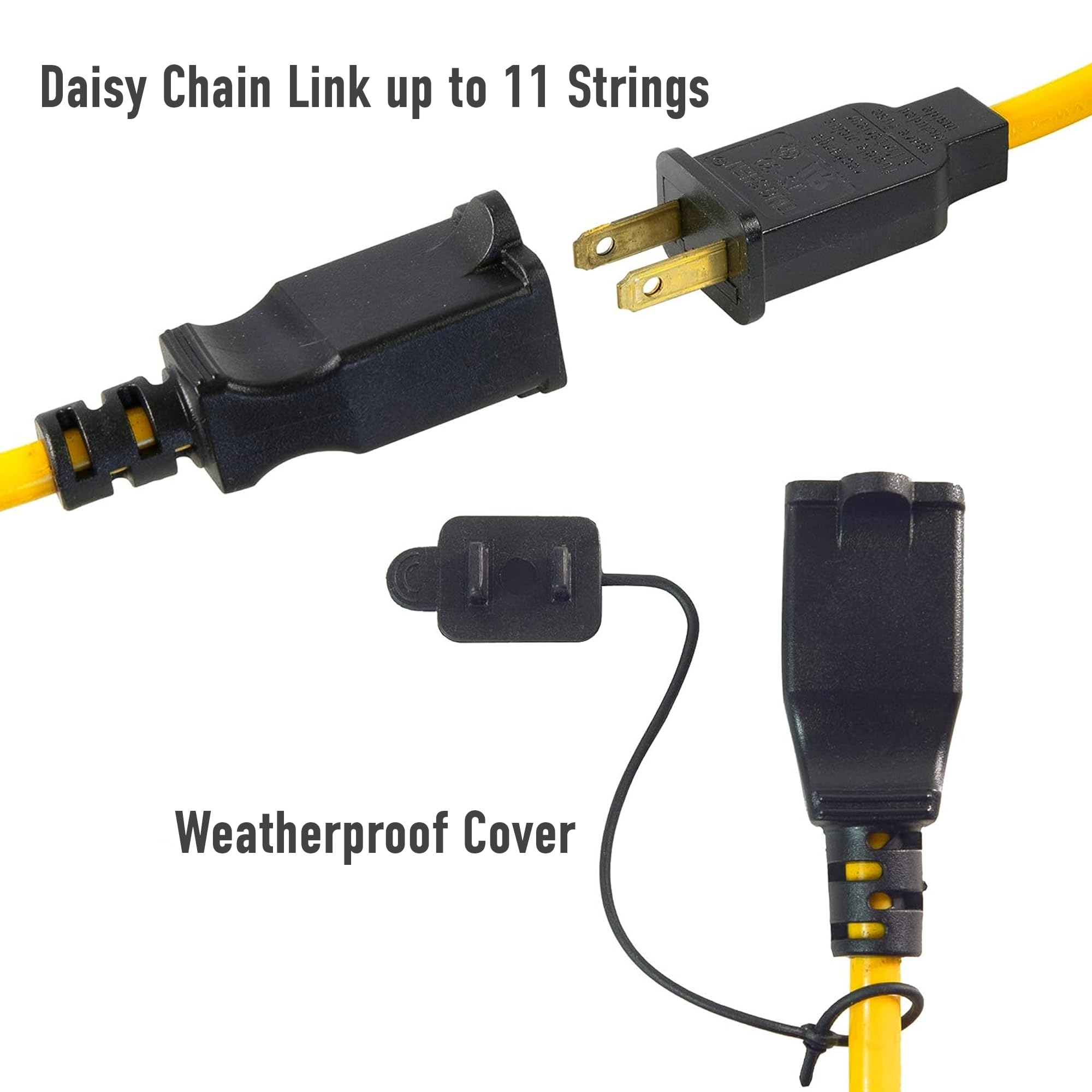 Signaworks 2 Pack 100ft LED Construction String Lights - 100W 10000LM Ultra Bright Temporary Jobsite Work Light with Carabiner Clips, ETL Certified (200ft Total, 20 Lights) - Perfect for Outdoor Construction Sites, Backyard Parties, Camping and Emergency Lighting