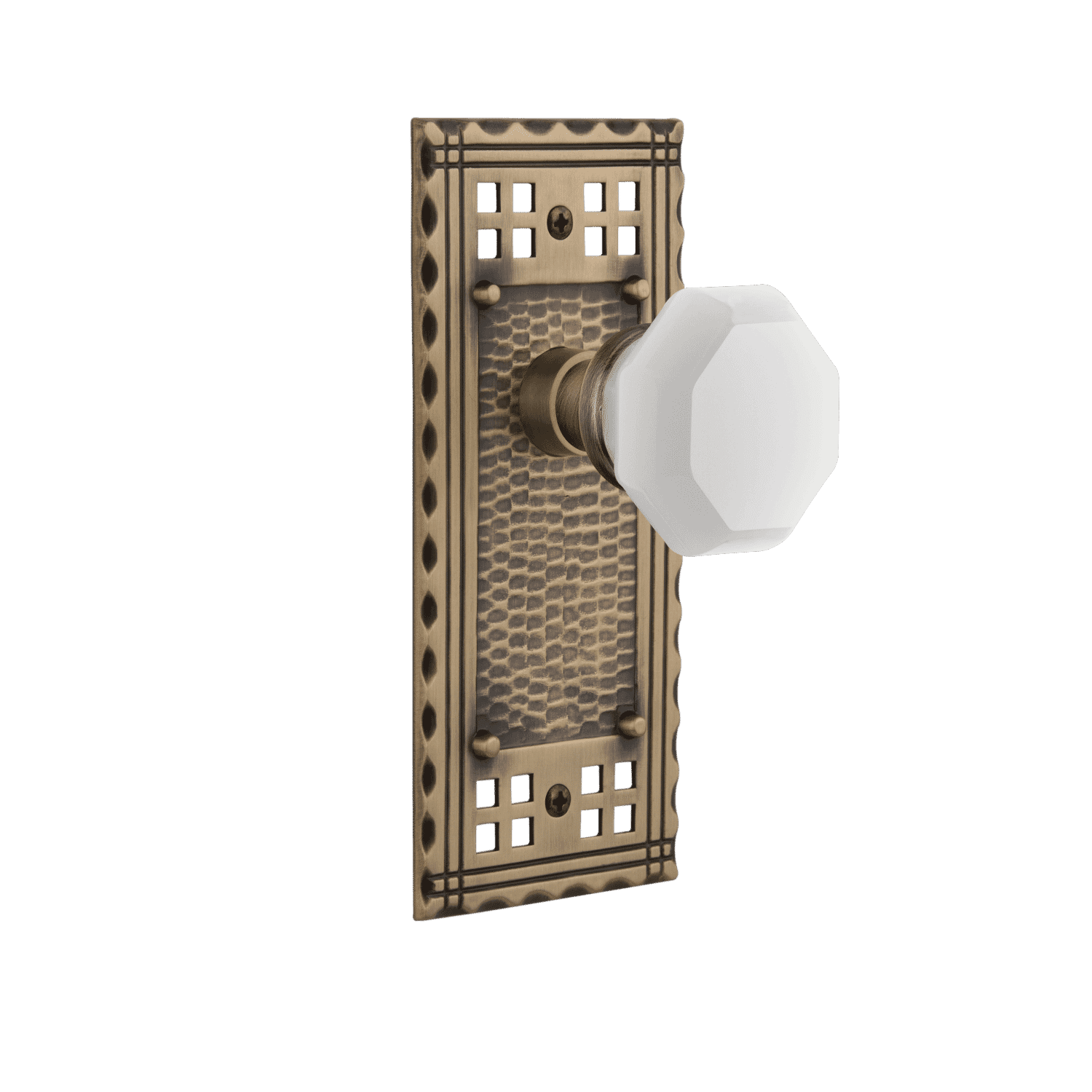 Vintage Brass Craftsman Long Plate with White Waldorf Knob - Perfect for Cabinet Hardware, Drawer Pulls & Furniture Restoration Projects