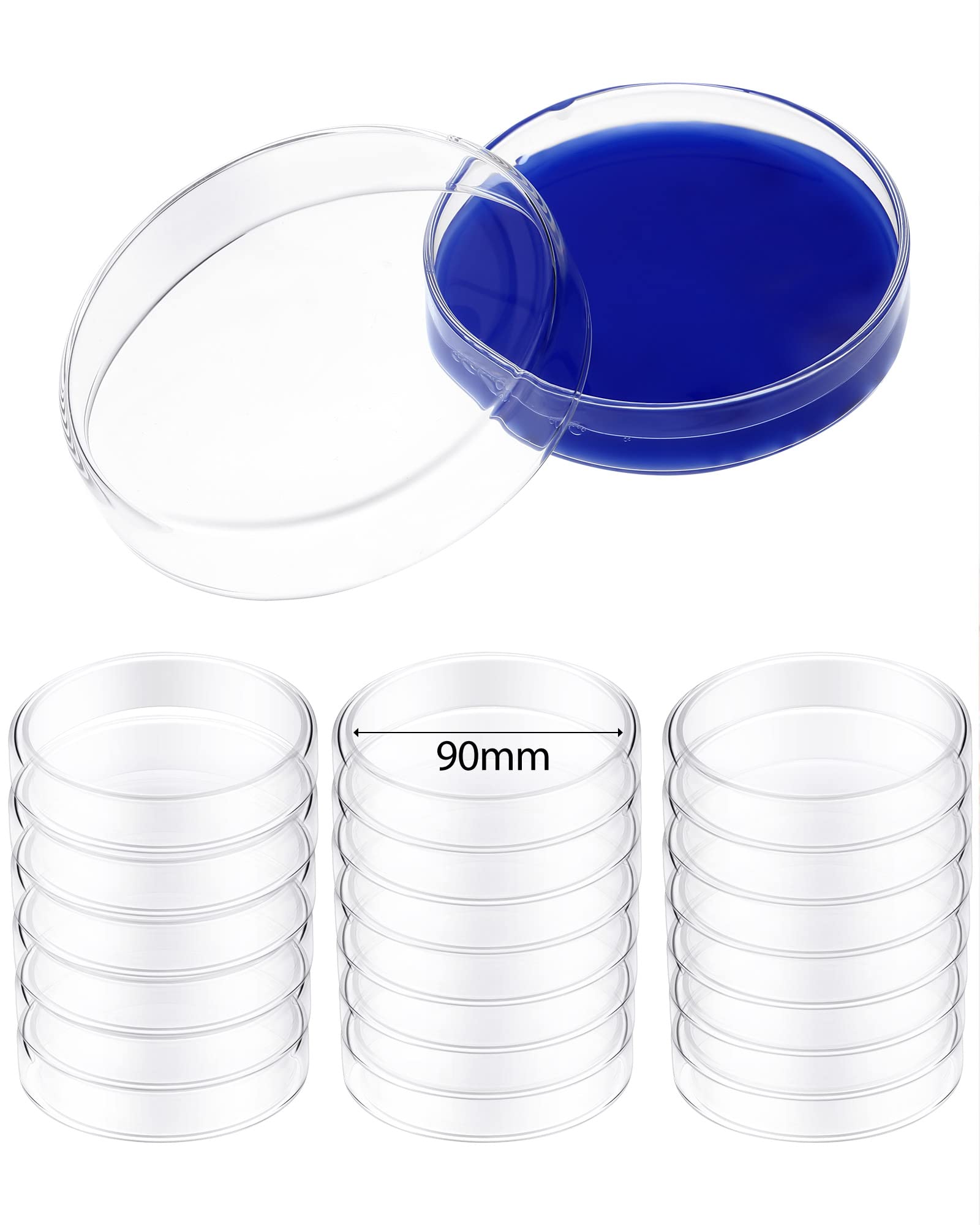 20-Piece Autoclavable High Borosilicate Glass Petri Dishes with Lids - 90x20mm Lab Equipment for Science, Biology Experiments & Microbiology Studies - Perfect for Classroom Projects, Research Labs & STEM Education