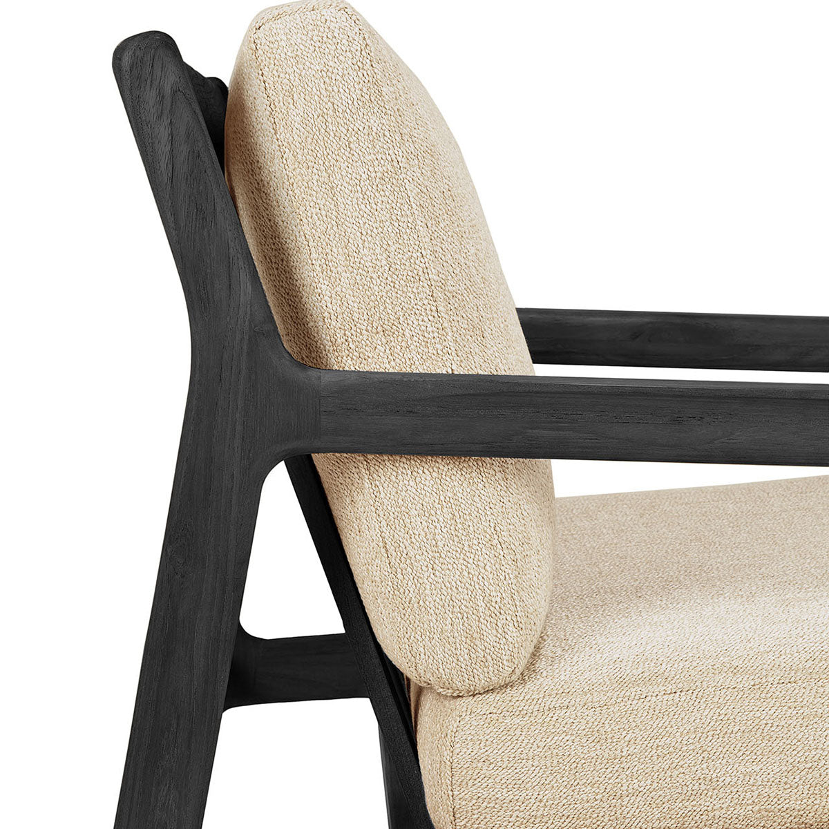 Teak Black & Natural Outdoor Fabric Lounge Chair - 76cm Patio Furniture for Garden, Poolside & Backyard Relaxation