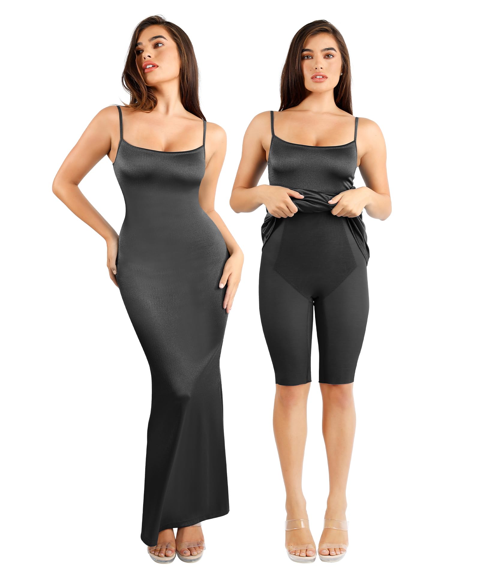 Popilush Shapewear Dress for Women - Glitter Bodycon Maxi Dress with Built-in Shaper | Sleeveless Party & Club Dress for Evening Out, Date Night & Special Occasions
