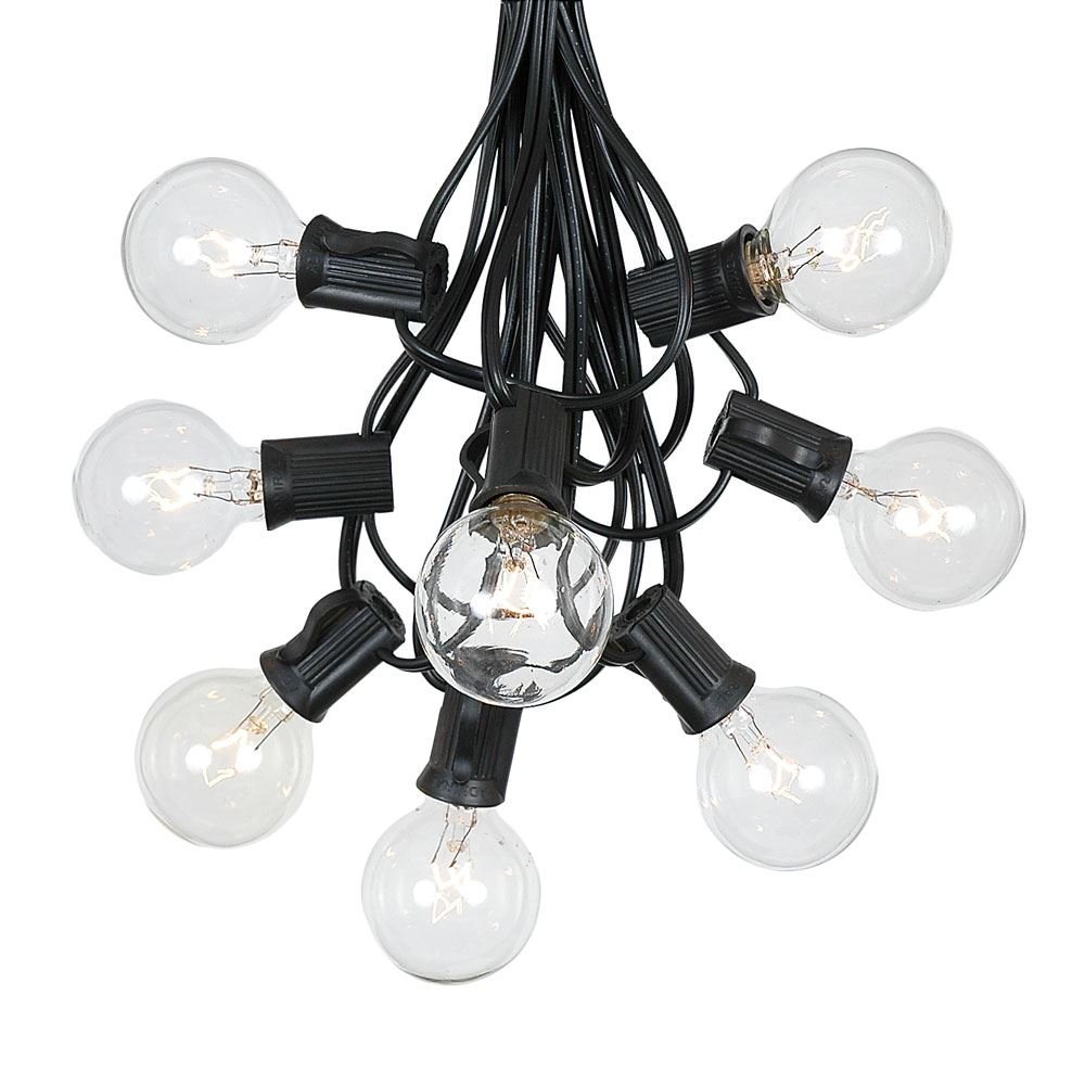 G40 Patio String Lights with 25 Clear Globe Bulbs - 25ft Black Wire Outdoor Hanging Lights for Garden, Backyard, Cafe & Market Decor - Vintage Ambiance Lighting for Parties, Weddings & Outdoor Dining