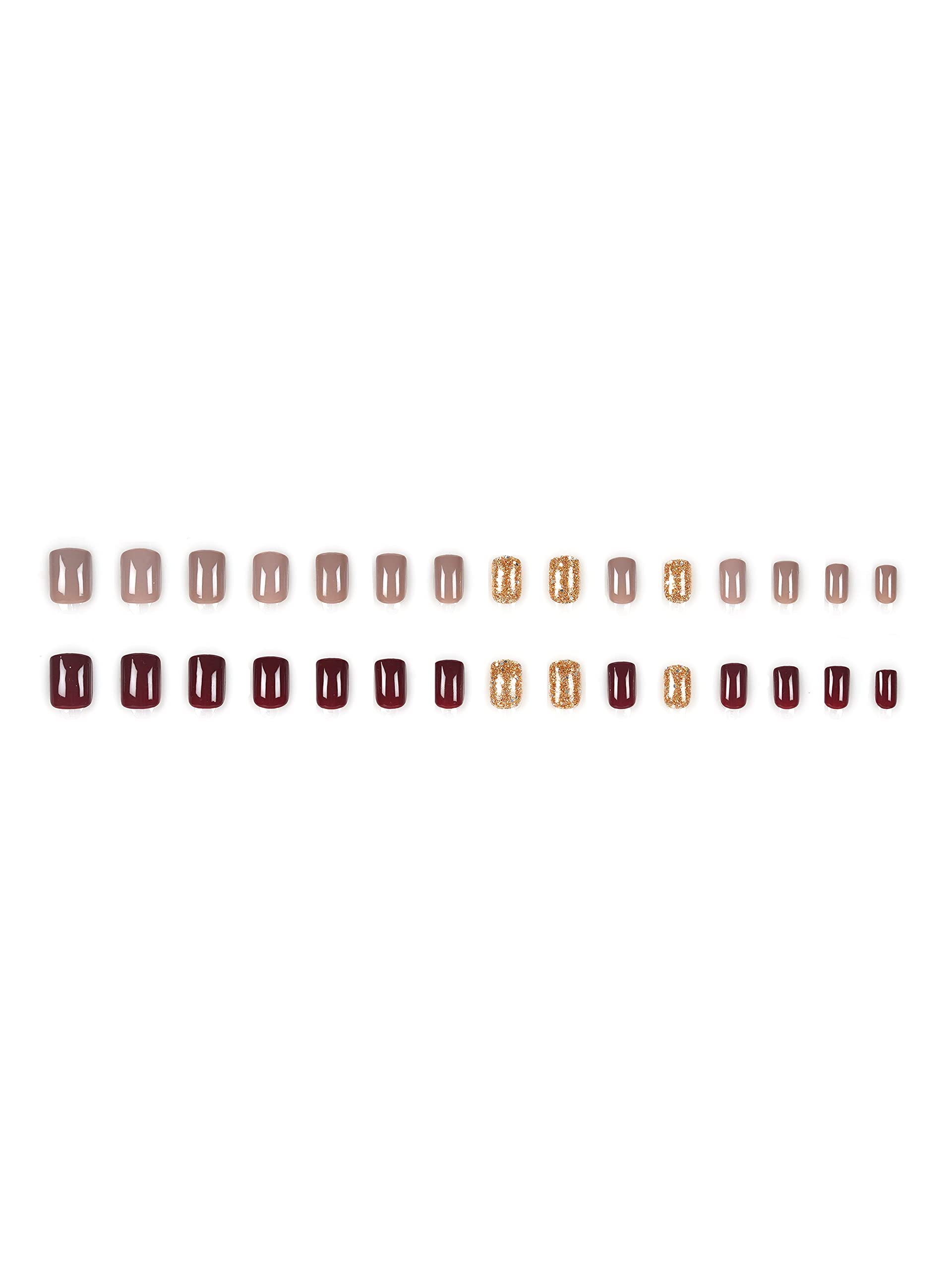 French Press On Nails Kit - Reusable Artificial Nails for Women & Girls | Acrylic Nail Extensions with No Glue Needed | Perfect for Parties, Weddings & Daily Wear