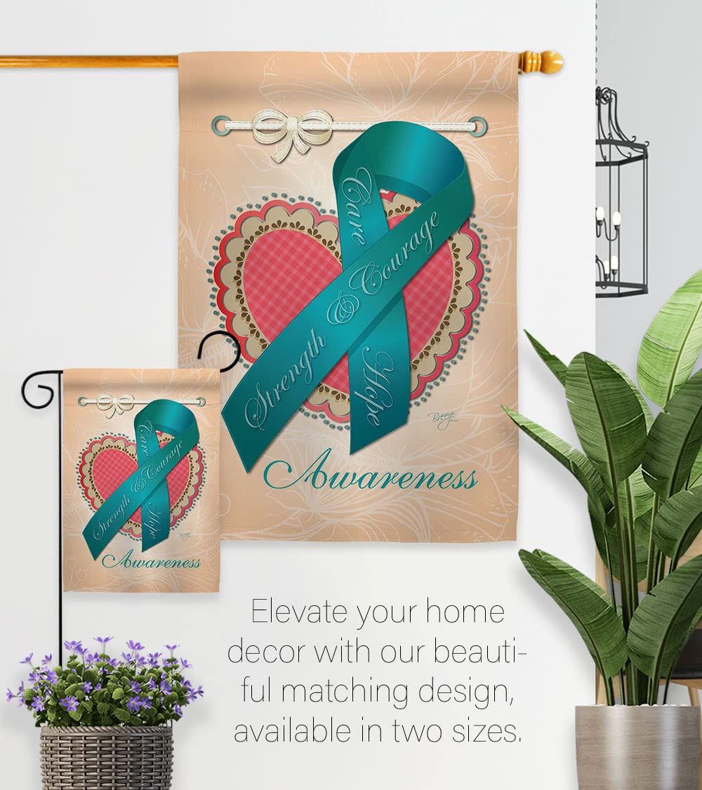 Ovarian Awareness Vertical Flags Set - 28x40in & 13x18.5in - Home & Garden Decor