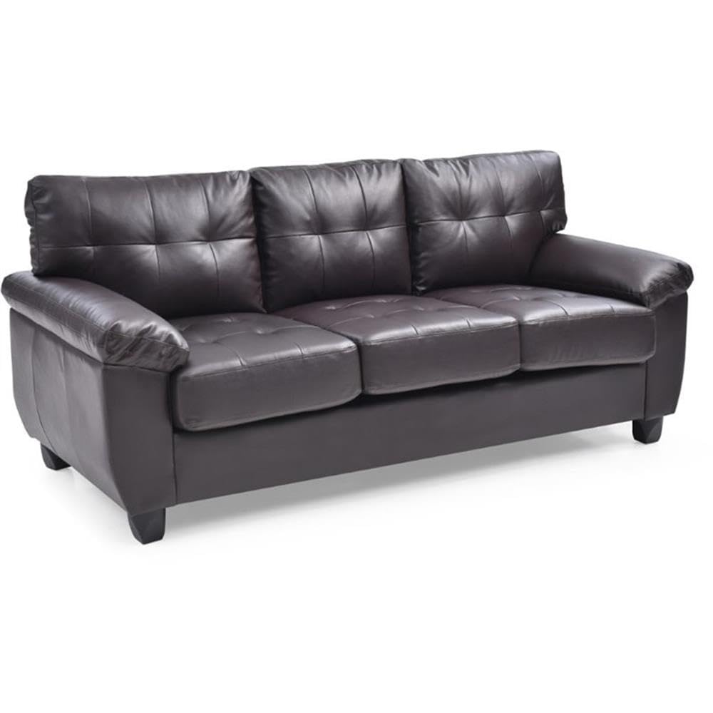 Premium Glory Furniture Gallant Faux Leather Sofa in Cappuccino Brown - Modern Living Room Couch for Home, Office & Lounge Comfort