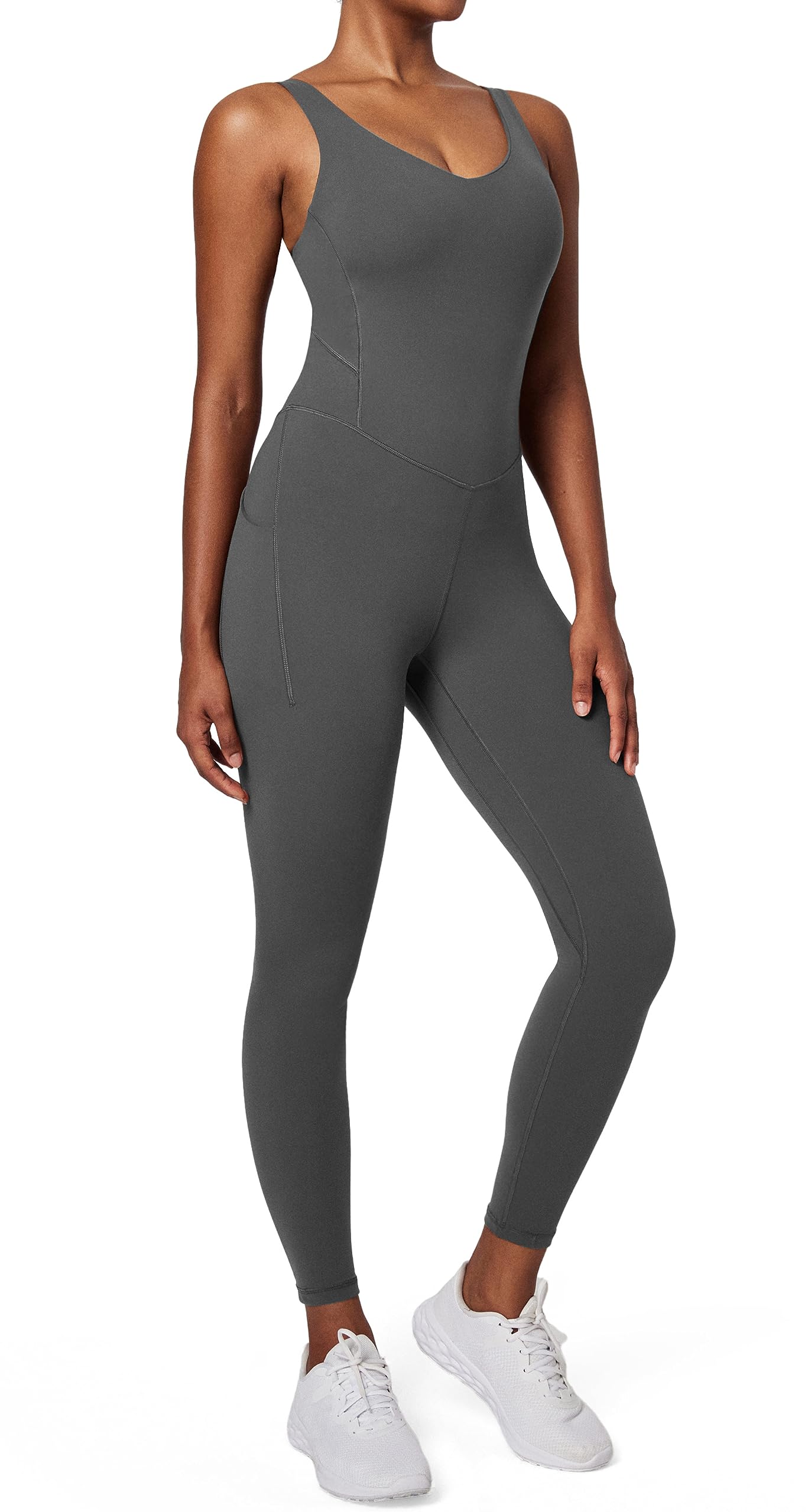 IUGA Women's Tummy Control Athletic Jumpsuit with Built-in Bra - One Piece Workout Romper for Yoga, Gym & Running | Comfortable Bodycon Jumpsuit for Fitness & Casual Wear