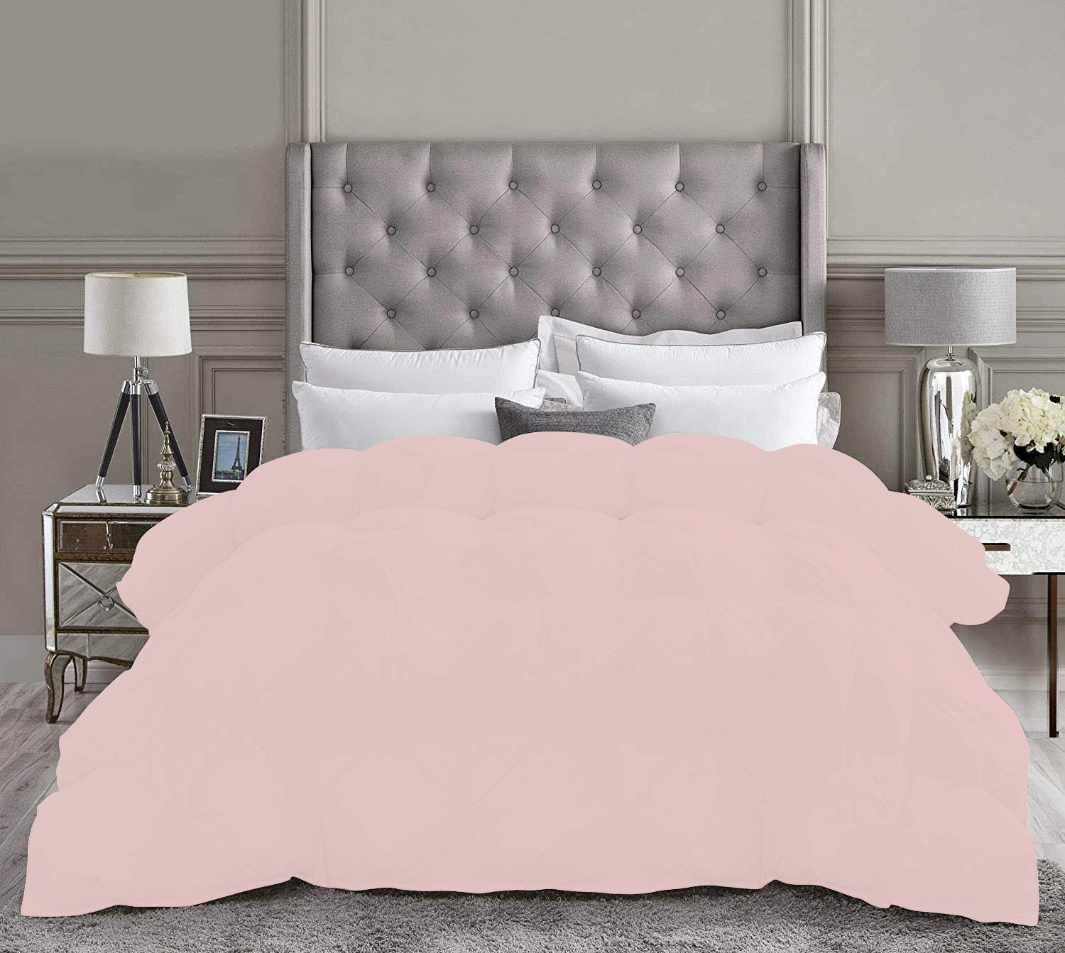 Premium 1000 Thread Count 100% Egyptian Cotton Pinch Pleated Comforter - Ultra Soft Twin/Twin XL Size in Baby Pink - Perfect for Nursery, Guest Room & Cozy Bedroom Decor