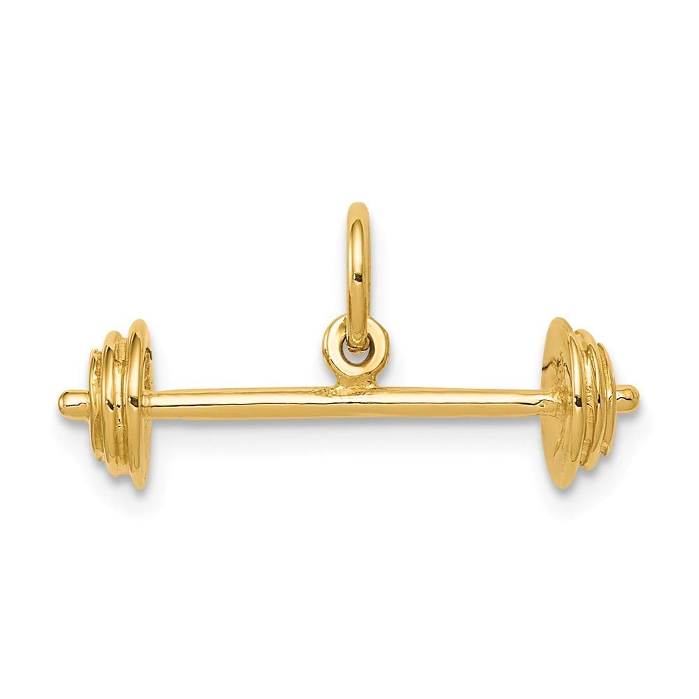 Roy Rose Jewelry 14K Yellow Gold Barbell Charm Pendant - Dainty Body Jewelry for Piercing Lovers, Perfect for Cartilage, Nose & Ear Piercings | Trendy Gift for Women & Teens