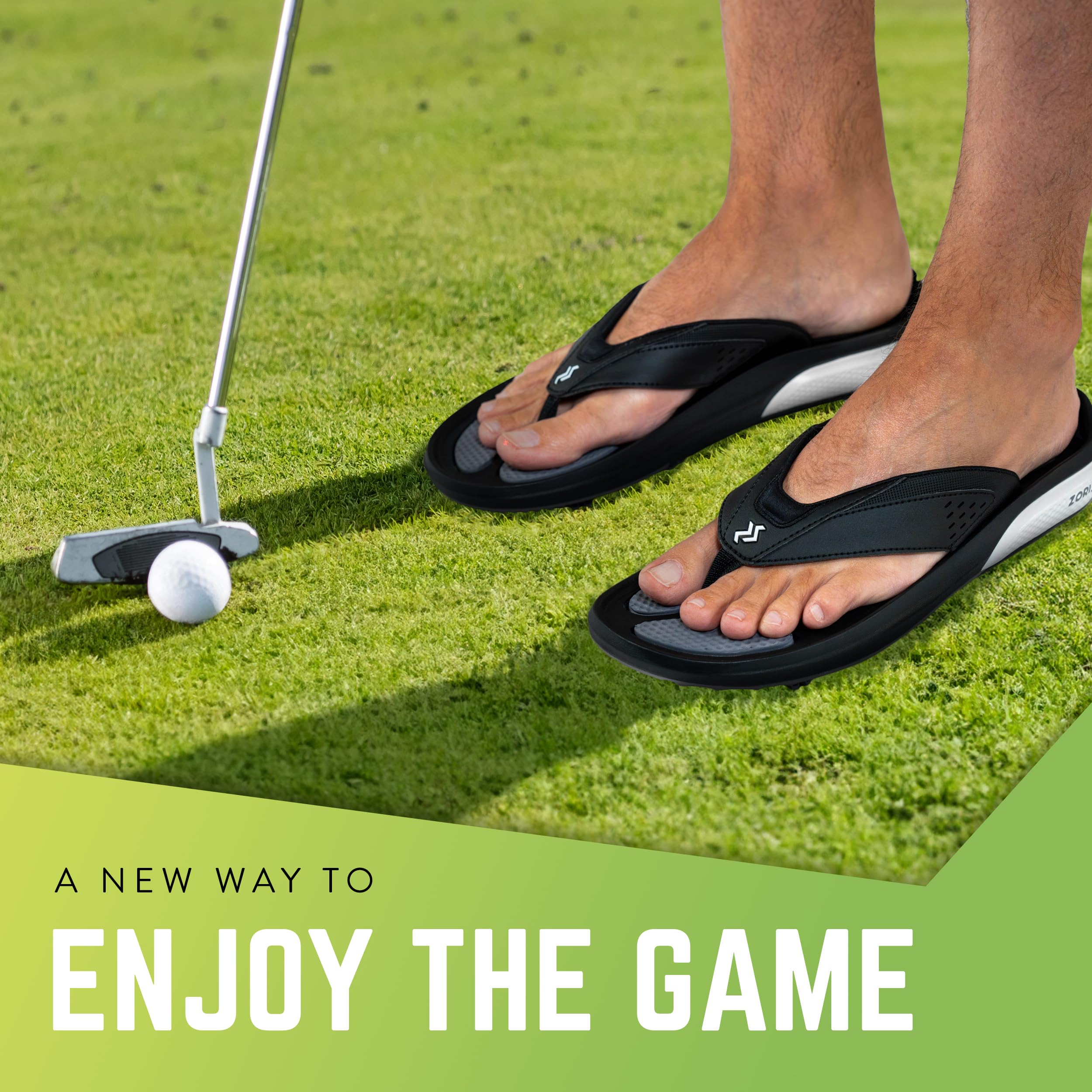 ZORIZ Zoomy Golf Sandals - Unisex Golf Flip Flops with Removable Tornado Golf Cleats - Men's & Women's Sandals for Walking, Beach, Sports - Perfect for Golf Course, Casual Wear & Outdoor Activities