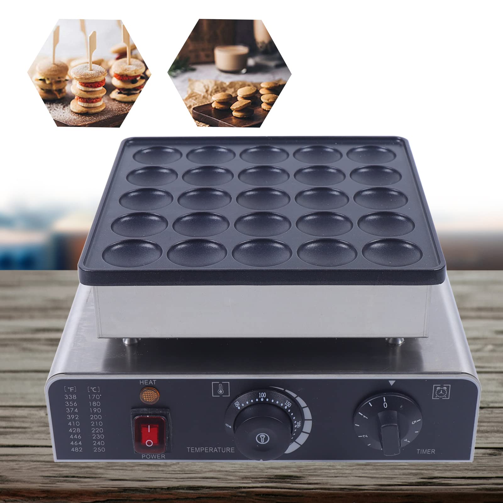 Nonstick Electric Pancake Maker - 25 Mini Pancakes at Once - Commercial & Home Use - Perfect for Breakfast, Cafes, and Catering Events