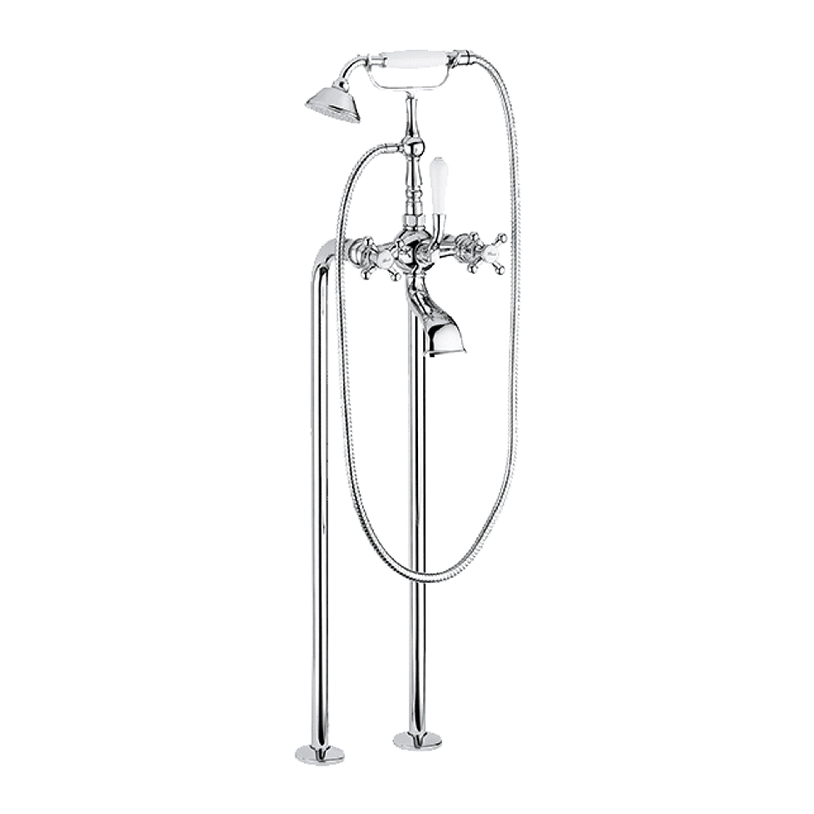 Abey Armando Vicario Provincial Floor Mounted Bath Filler in Chrome - 700007 - Elegant Freestanding Tub Faucet for Luxury Bathroom & Spa Retreats
