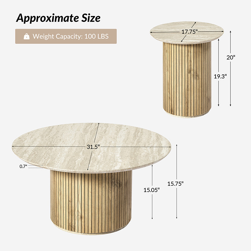 Modern Nesting Coffee Table Set - 2-Piece or 3-Piece Optional - Space-Saving Living Room Furniture for Small Spaces, Apartments & Home Decor