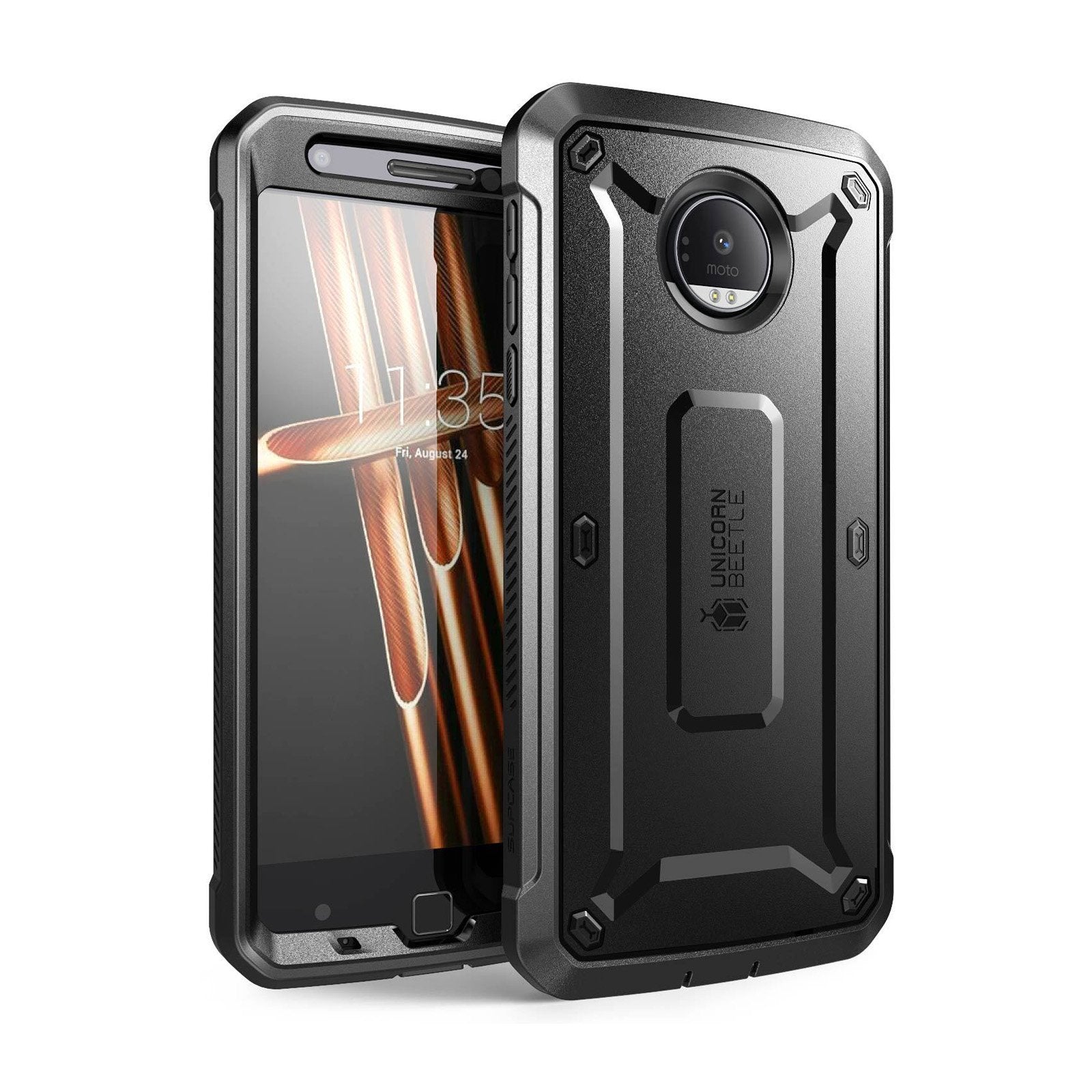 Moto Z Unicorn Beetle Pro Holster Case - Heavy Duty Protective Cover with Kickstand & Belt Clip - Shockproof, Durable Design for Motorola Moto Z - Perfect for Outdoor, Work & Active Lifestyle (Black)