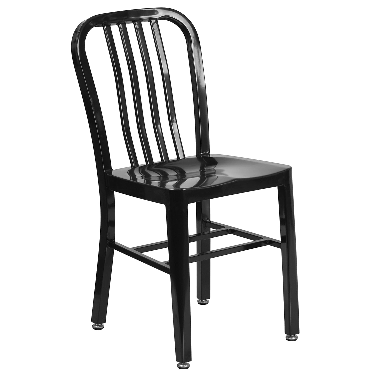 Flash Furniture Commercial Grade Black Metal Indoor-Outdoor Chair - Heavy Duty Stackable Dining Chairs for Restaurants, Cafes & Patio Use