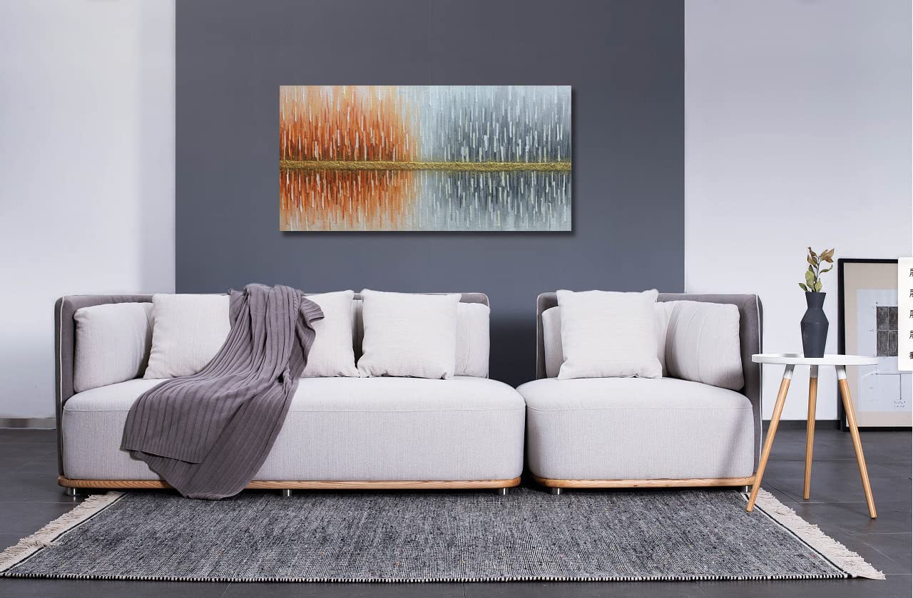 Yika Art Abstract Canvas Painting - Modern Thick Texture Oil Painting Imitation Wall Art, 24x48 Inch Ready to Hang for Living Room & Office Decor | Perfect for Modern Home, Office Spaces & Gift Giving