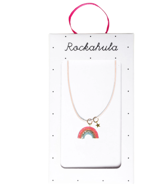 RKH Rainbow Bright Necklace for Women - Colorful Crystal Pendant Jewelry Gift for Birthday, Anniversary, Party & Everyday Wear
