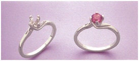 Solid Sterling Silver or 14kt Gold 4.5mm Round 4 Prong Solitaire Twist Pre-Notched Blank Ring Setting - Size 8 (Item# 163 282/143 282) - Perfect for Engagement Rings, Wedding Bands & Jewelry Making