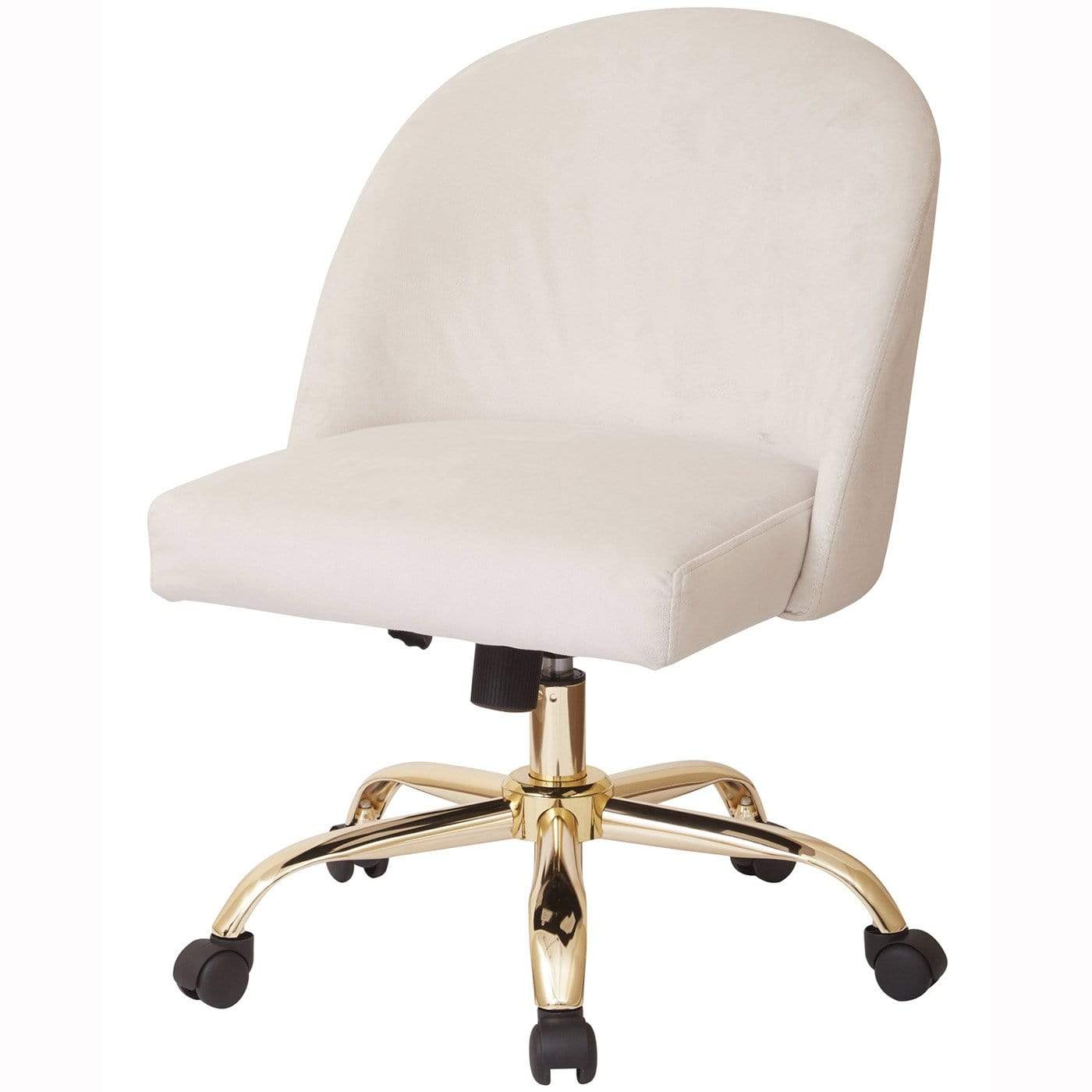 Office Star Ave Six Layton Mid Back Office Chair - Velvet Upholstered Ergonomic Desk Chair with Adjustable Height & Swivel [FL3224G] - Perfect for Home Office, Study, or Workspace