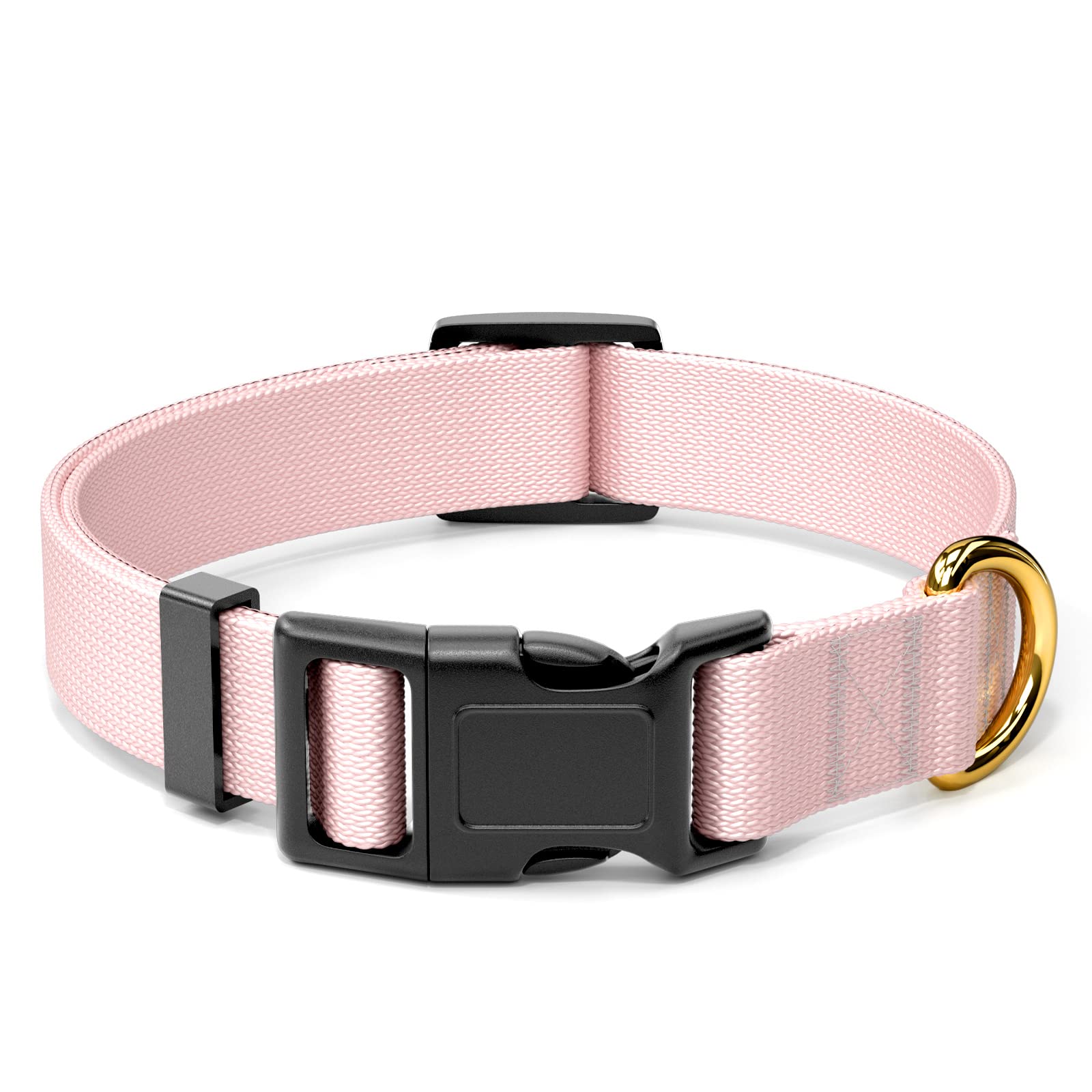 Rnivvi Adjustable Pink Dog Collar for Small Dogs - Heavy Duty Classic Puppy Collar with Quick Release Buckle for Walking & Running (S Size 3/4