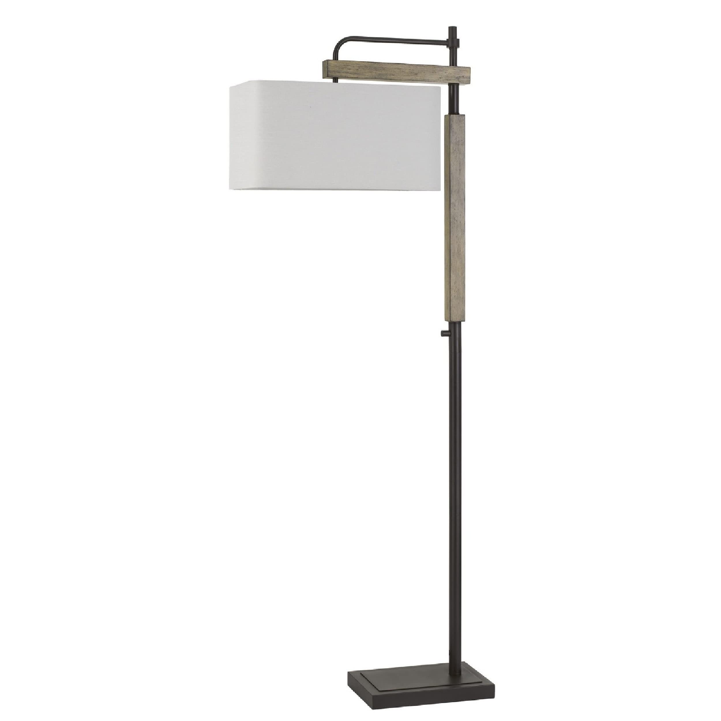 64 Inch Black Metal Industrial Floor Lamp with Wood Accent - Modern Contemporary Lighting for Living Room, Bedroom, or Office Decor