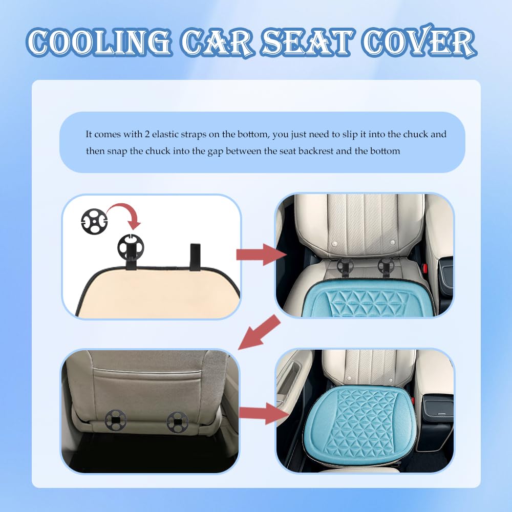 Breathable Cooling Car Seat Covers - Anti-Slip Ventilated Front Seat Protectors for Cars & Trucks | Reduces Heat & Wear | Perfect for Summer Driving (Black)