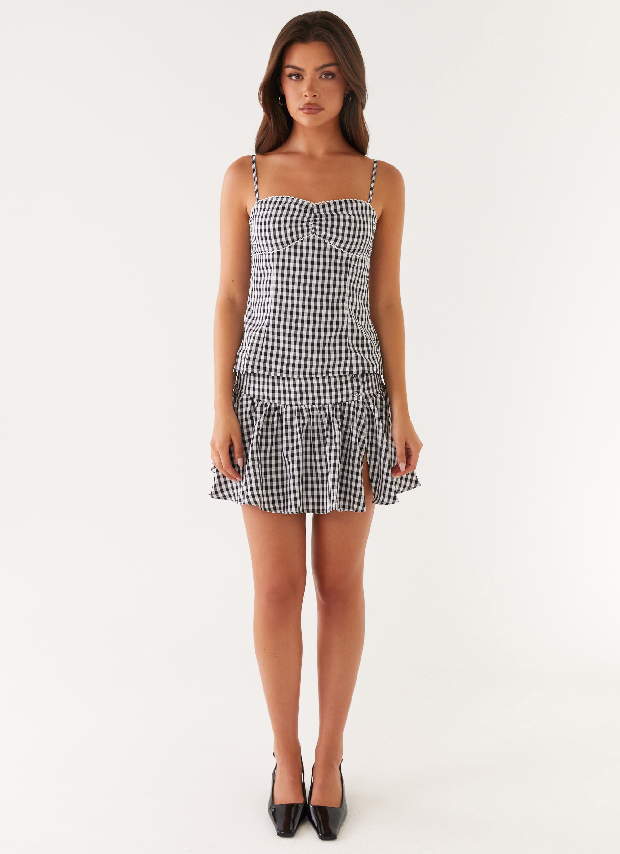 Bellamy Mini Skirt - Black Gingham Checkered A-Line Skirt for Women | Casual Summer Outfit, Date Night & Party Wear