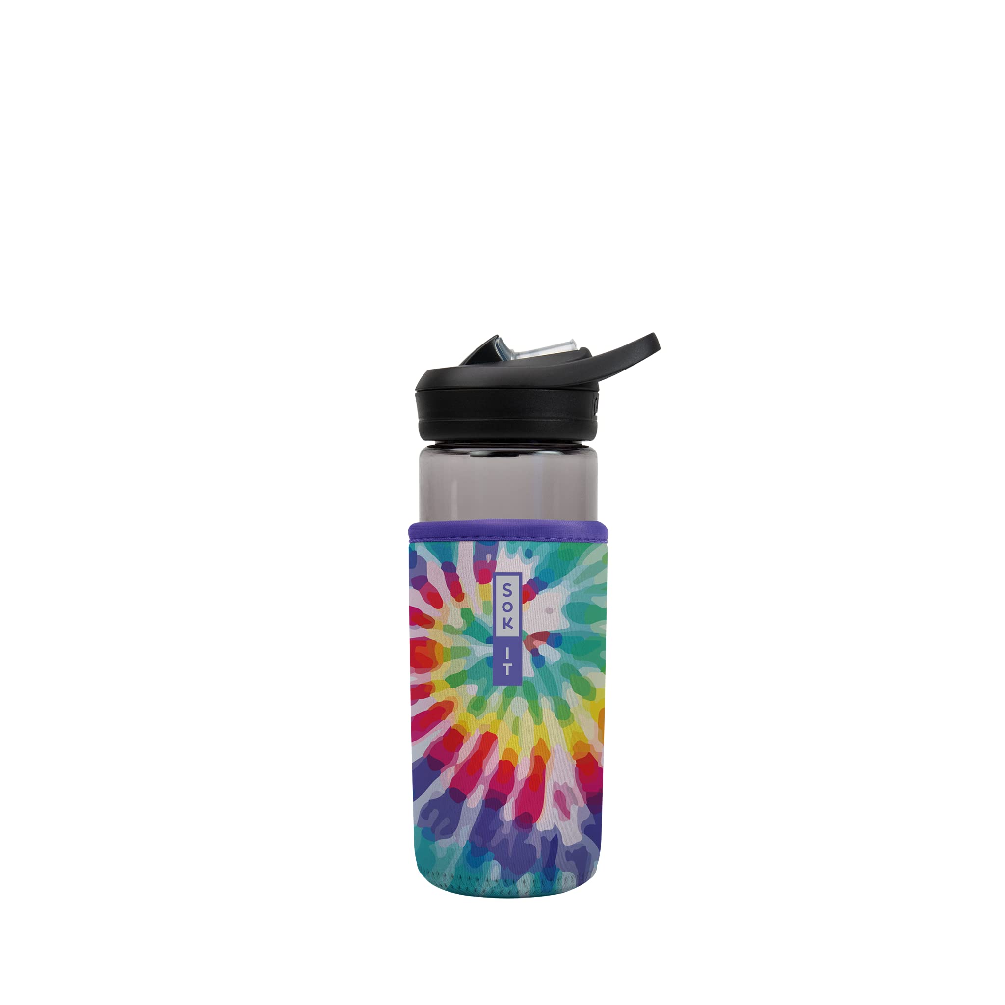 Reusable Neoprene Insulator Sleeve Holder for 16oz Water Bottles - Rainbow Tie Dye Design | Keeps Drinks Cold | Perfect for Gym, Office & Outdoor Activities