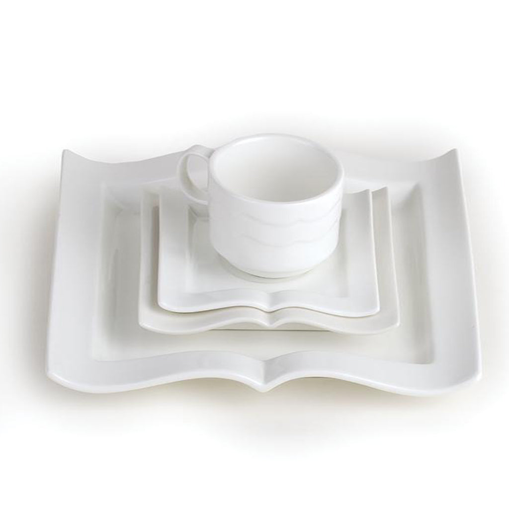Elegant Open Book Dinnerware Set - 16-Piece Porcelain Plates, Bowls & Mugs - Perfect for Family Dinners, Parties & Restaurant Use