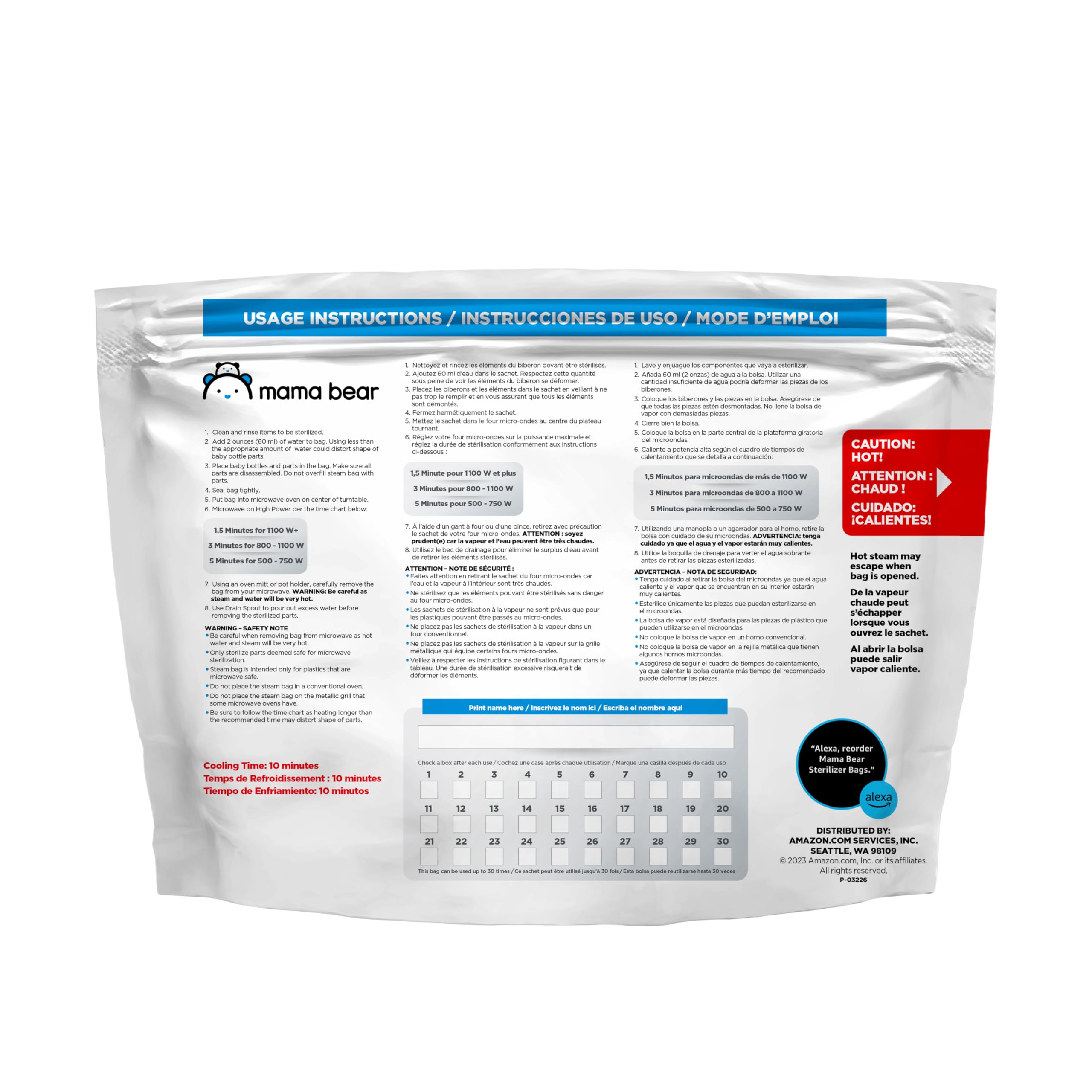 Mama Bear Microwave Sterilizer Bags for Baby Bottles & Pacifiers - 10 Pack | BPA-Free | Quick Sanitizing Solution for Daycare, Travel & Home Use