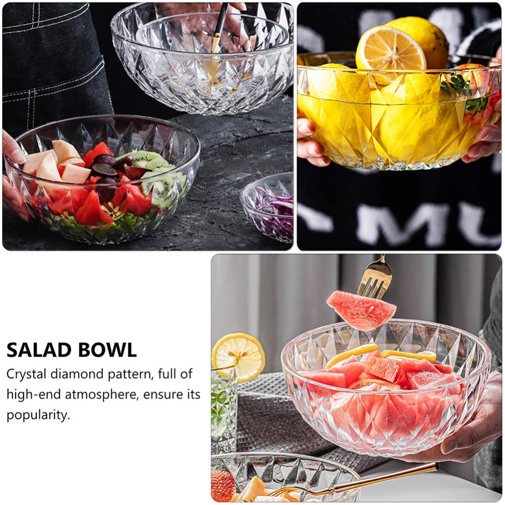 Cabilock 1pc Glass Salad Bowl - Fruit & Vegetable Serving Bowl for Kitchen, Dining, Party - Durable Food Container for Salads, Snacks, Meals - Perfect for Home, Restaurants & Outdoor Picnics