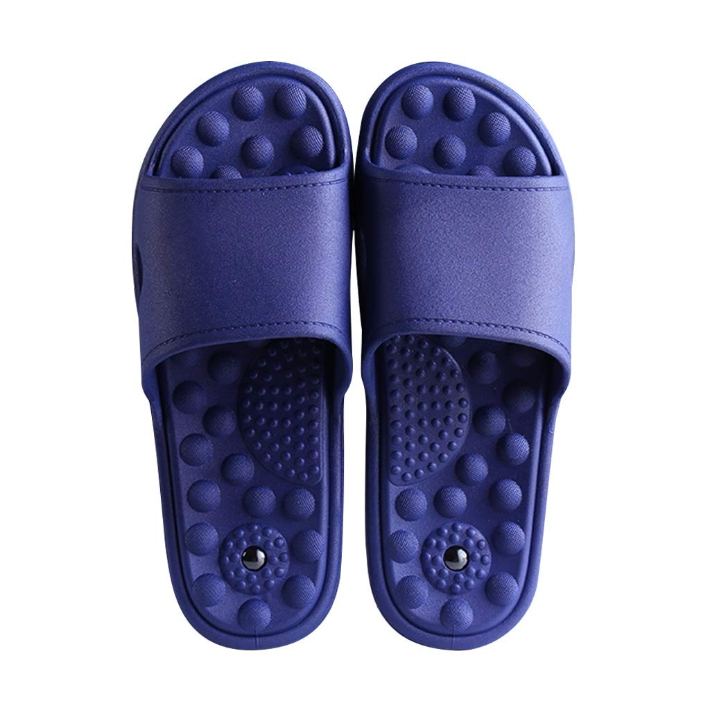 **Magnetic Massage Shower Sandals for Women & Men - Non-Slip Pool, Dorm & Water Slide Slippers with Reflexology & Arch Support - Blue (EUR 44-45, Narrow) - Ideal for Relaxation, Foot Health & Spa-Like Comfort**