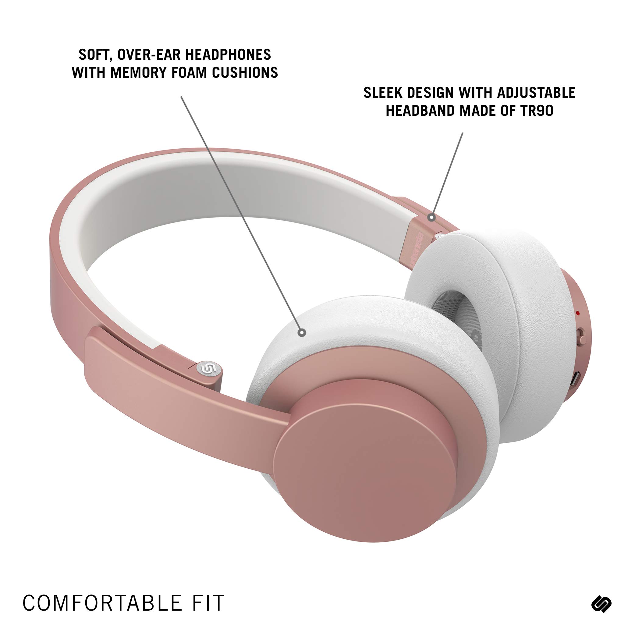 Urbanista Seattle Wireless Bluetooth Headphones with Microphone - 12H Playtime, Signature Sound, Rose Gold - Perfect for Commuting, Workouts & Travel
