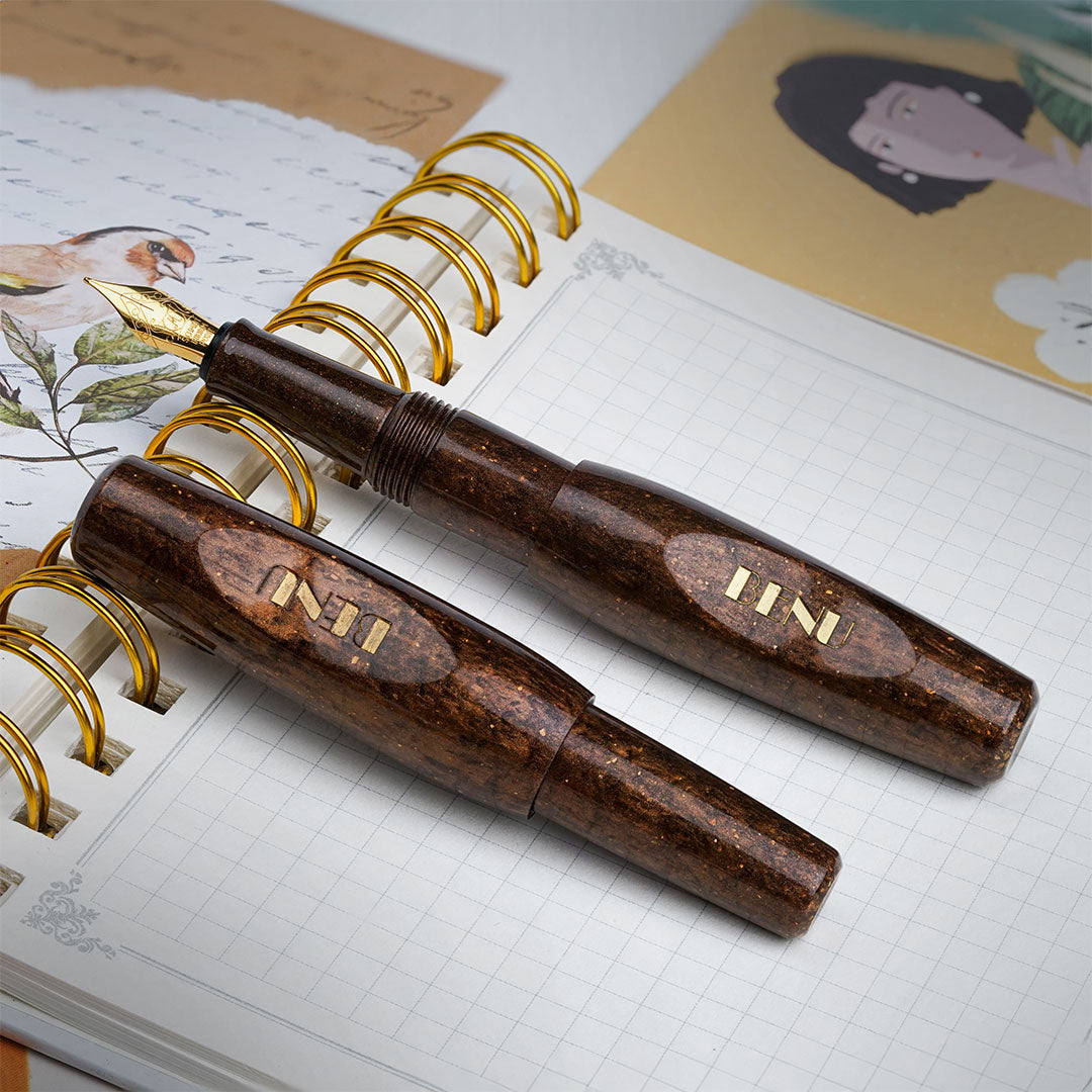 Benu Pixie Pocket Fountain Pen - Premium Coffee Brown Ink, Compact & Portable for Everyday Writing, Journaling, and Note-Taking - Perfect for Students, Professionals & Gift Giving