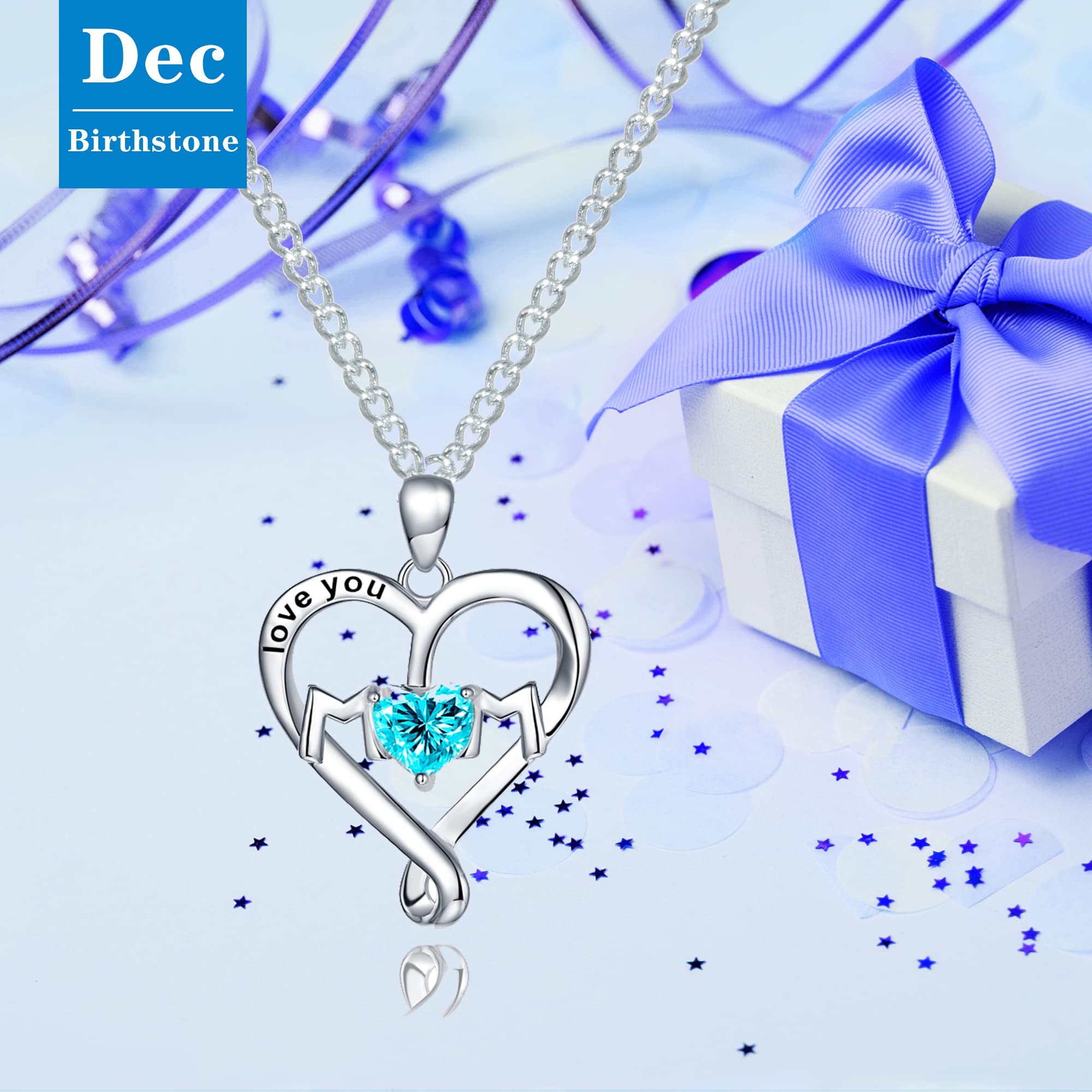 Mom Necklace Gifts - Sterling Silver Heart & Infinity Pendant Jewelry for Mother's Day, Birthday - I Love You Mom Necklace for Women, Daughter - Perfect for Everyday Wear & Special Occasions