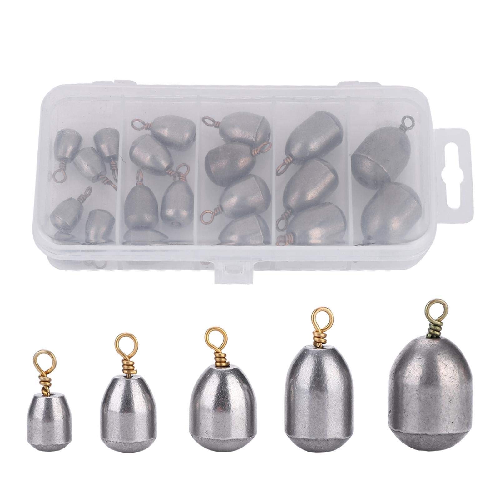 20pcs Eco-Friendly Iron Fishing Sinkers Set - Water Drop Shape Weights (5 Sizes) for Deep Water Fishing - Durable Angler Tackle Accessory for Bass, Trout & Saltwater Fishing