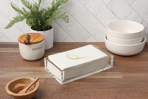 REBECCA LUXURIOUS Acrylic Napkin Holder & Vanity Tray - 9
