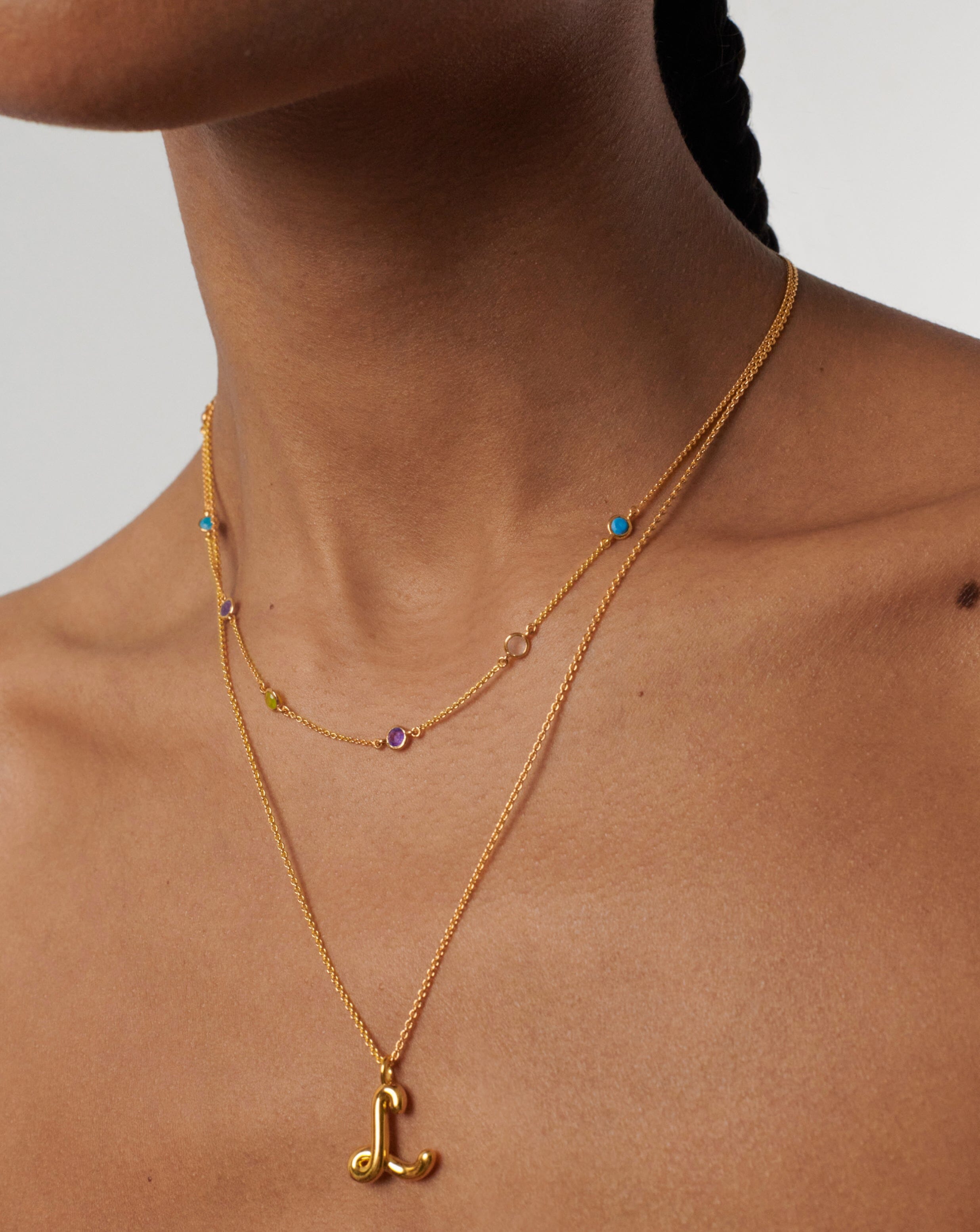 18K Gold Vermeil Curly Molten Initial Pendant Necklace - Personalized Letter L Jewelry for Women, Gift for Her, Birthday, Anniversary, Valentine's Day