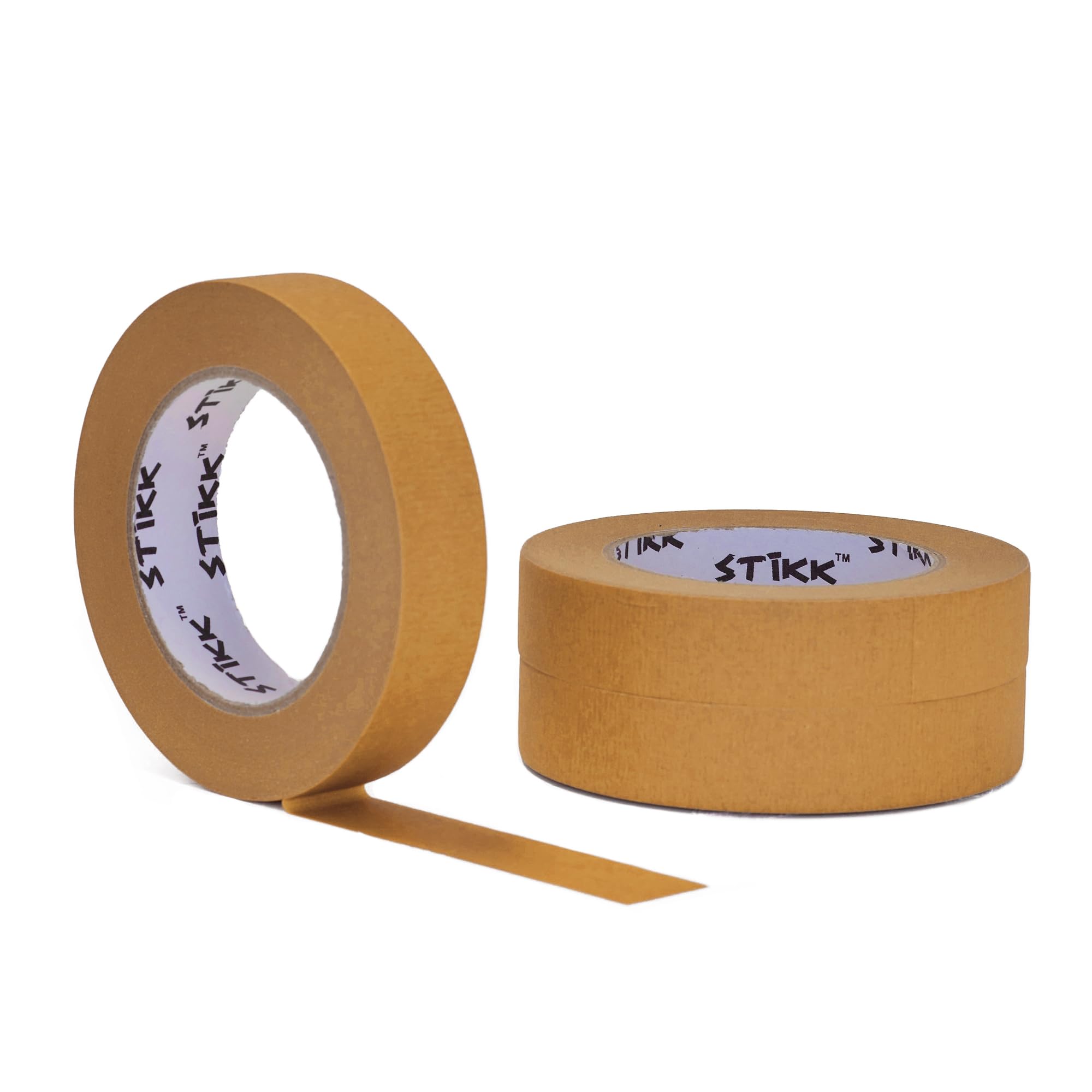 STIKK Professional Painter's Tape 3-Pack - 1 Inch x 60 Yards Brown Masking Tape for Painting Walls, Edges, Trim and Ceilings - Residue-Free DIY Home Improvement Supplies - Perfect for Interior Painting, Craft Projects and Wall Decorations