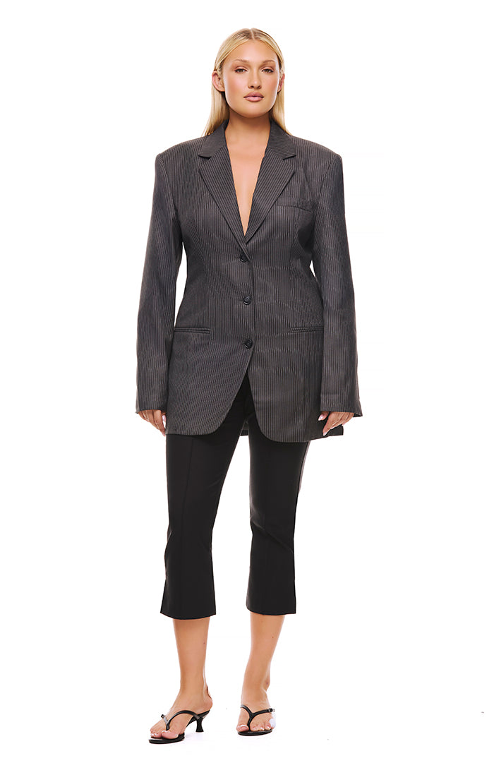 Sawyer Grey Pinstripe Blazer for Men - Slim Fit Business Suit Jacket - Perfect for Office, Weddings & Formal Events
