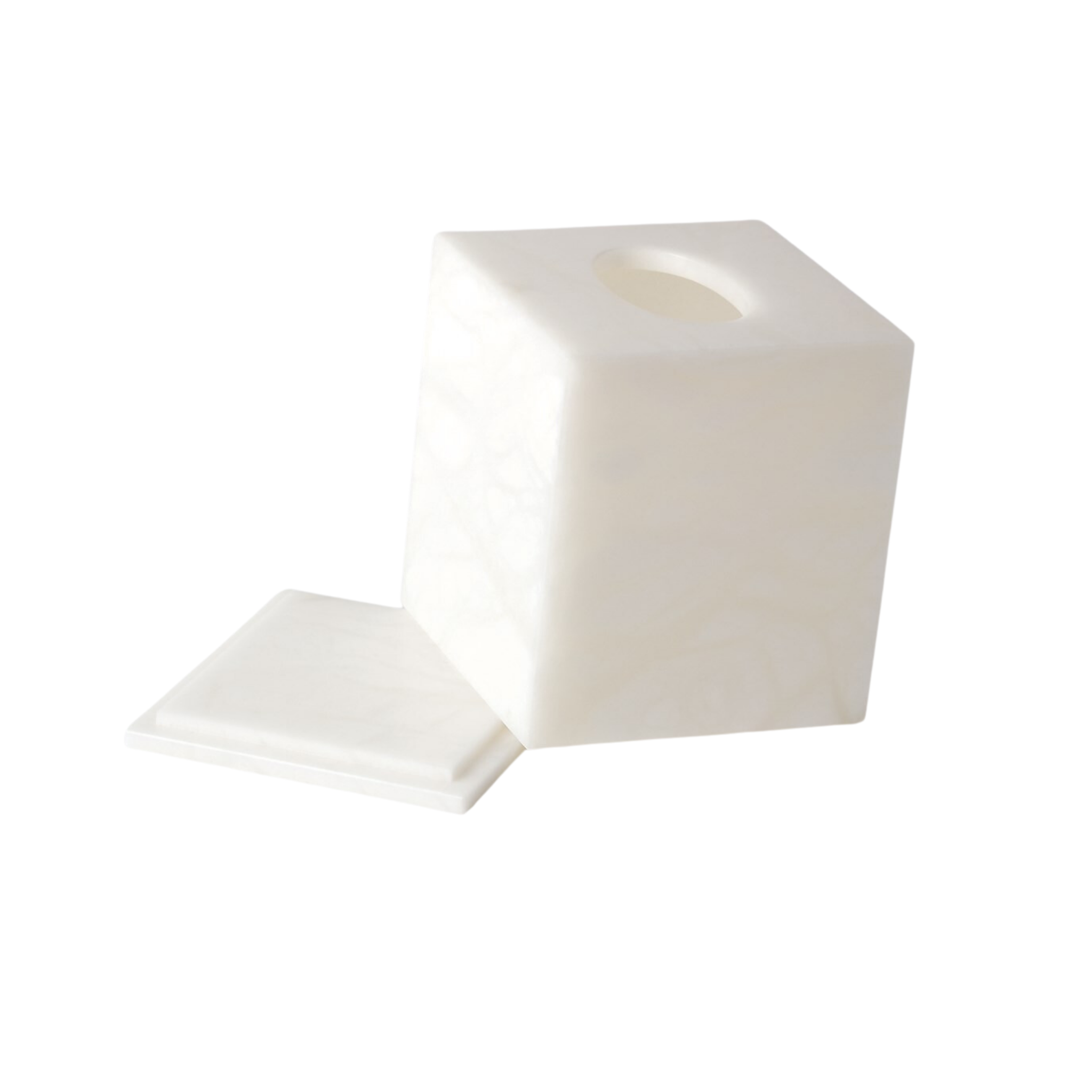 Elegant Alabaster Tissue Box Holder - Decorative & Functional Home Decor for Living Room, Bedroom, or Bathroom