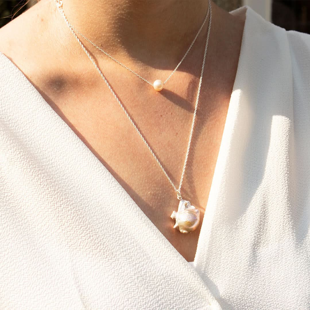 Elegant Ivory Pearl Chain Necklace with Silver Clasp - Perfect for Weddings, Parties & Special Occasions