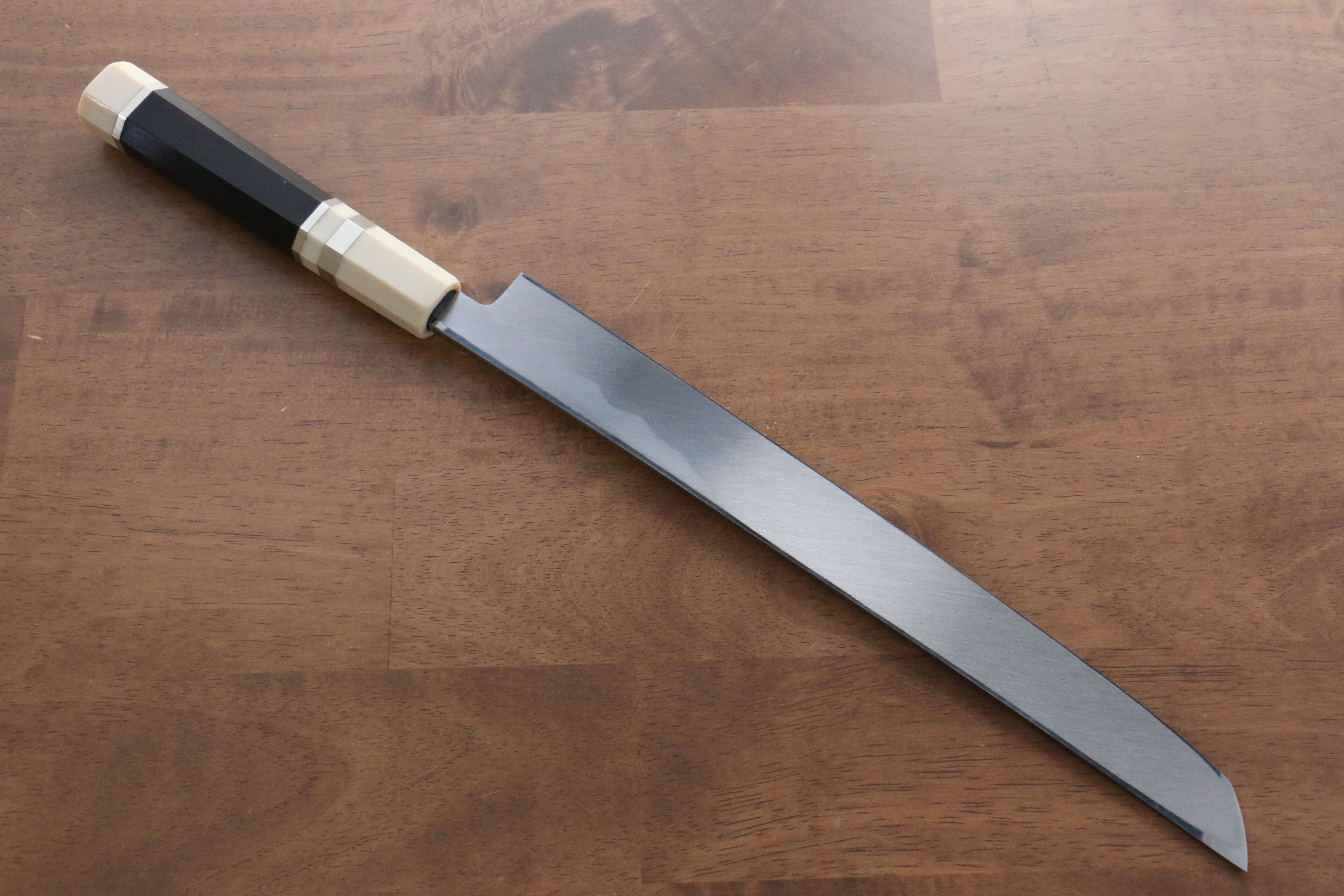 Premium Jikko Shiko Blue Steel Sakimaru Yanagiba 300mm Sushi Knife - Ebony Wood Handle with Double Ring Design - Perfect for Sushi Chefs & Japanese Cuisine Lovers