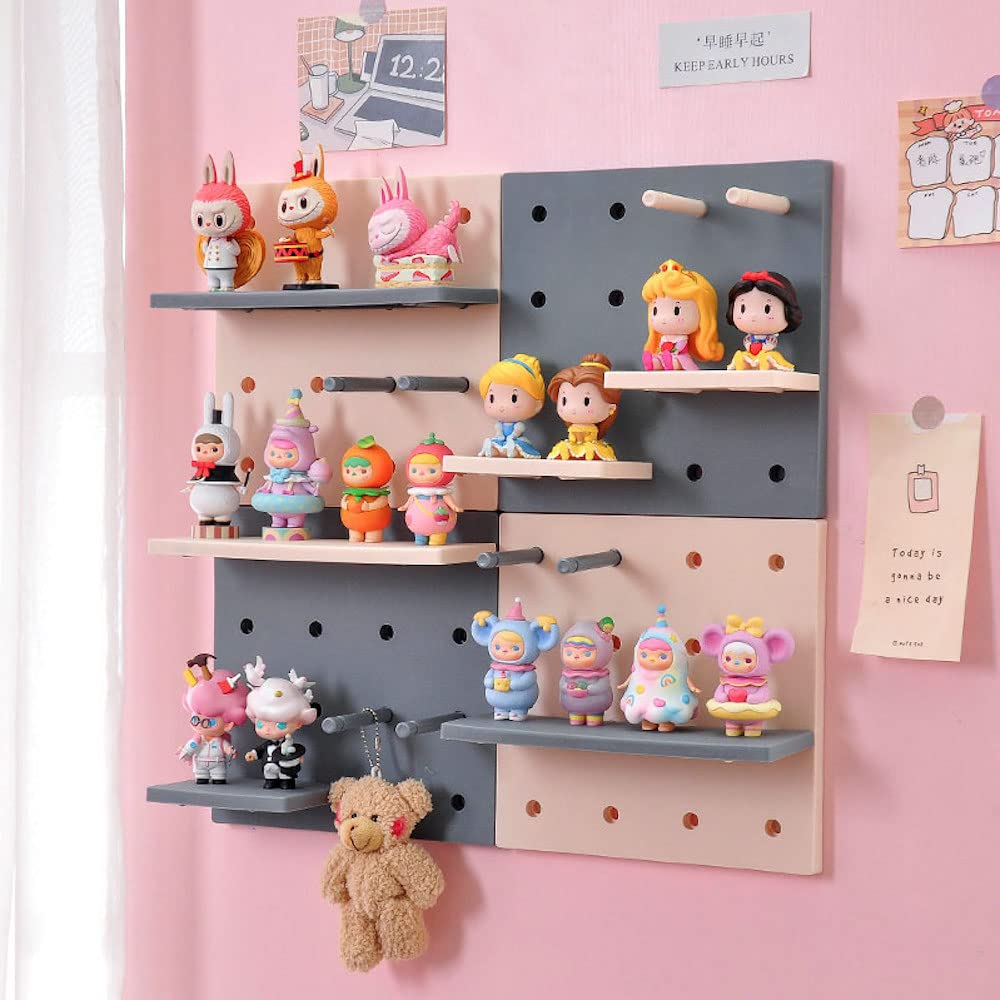 JHTPSLR DIY Wall Shelves - 8.7 Inch Cute Kawaii Floating Shelves, No Drill No Damage Wall Mount Storage Rack, Multi-Layer Easy Assembly for Teen Girls Room, Bedroom, Dorm, Balcony (Grey) - Perfect for Organizing Books, Plants, Decor & Small Items