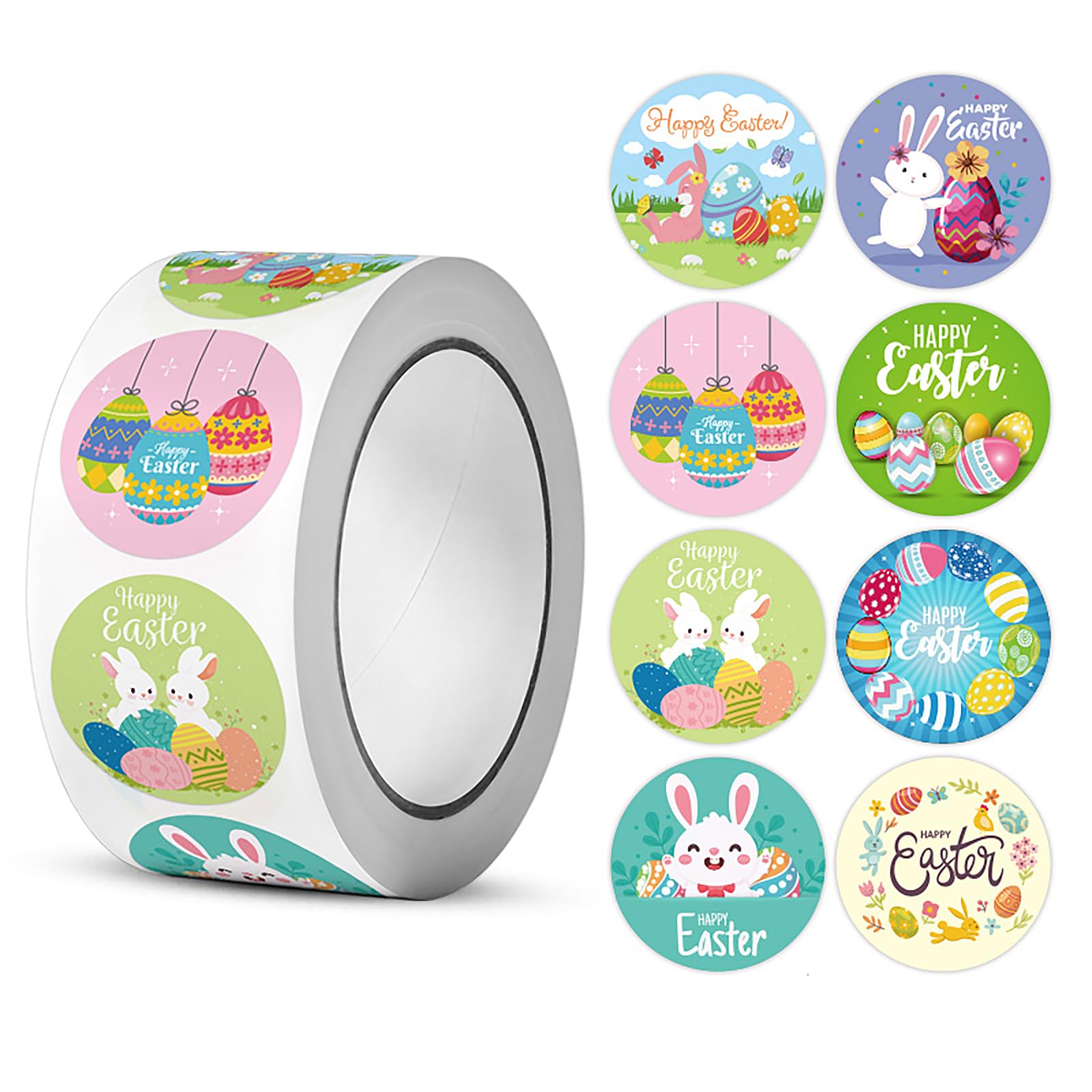 500 Pcs Easter Stickers - 1.5 Inch Bunny & Egg Stickers for Kids, Easter Party Supplies, Gift Decorations - Perfect for DIY Crafts, Scrapbooking, Easter Egg Hunts & Classroom Activities