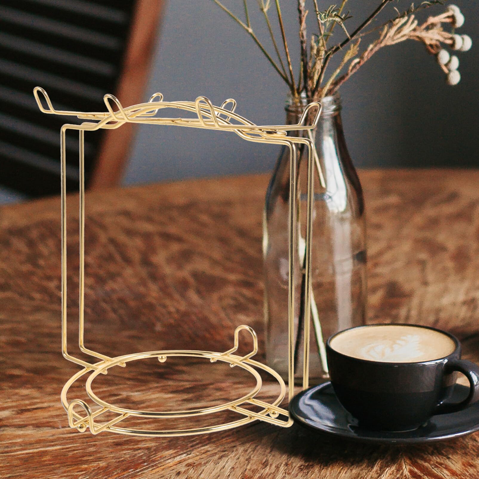 Stainless Steel Coffee Mug Holder with 6 Hooks - Tea Cup Organizer Rack for Countertop Storage & Drying | Perfect for Kitchen, Office, or Cafe Display